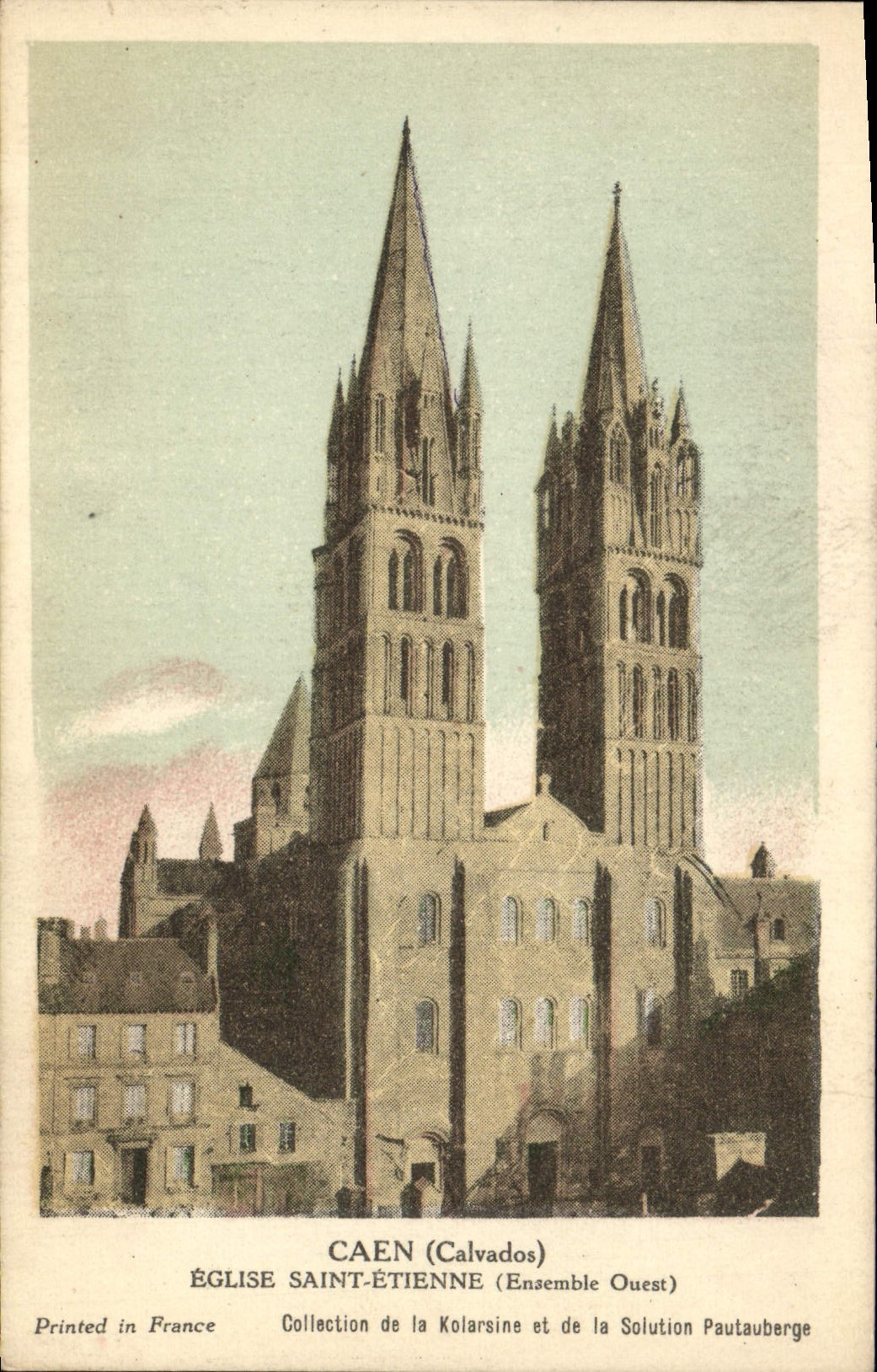 VINTAGE POSTCARD Caen Church Etienne Saint
