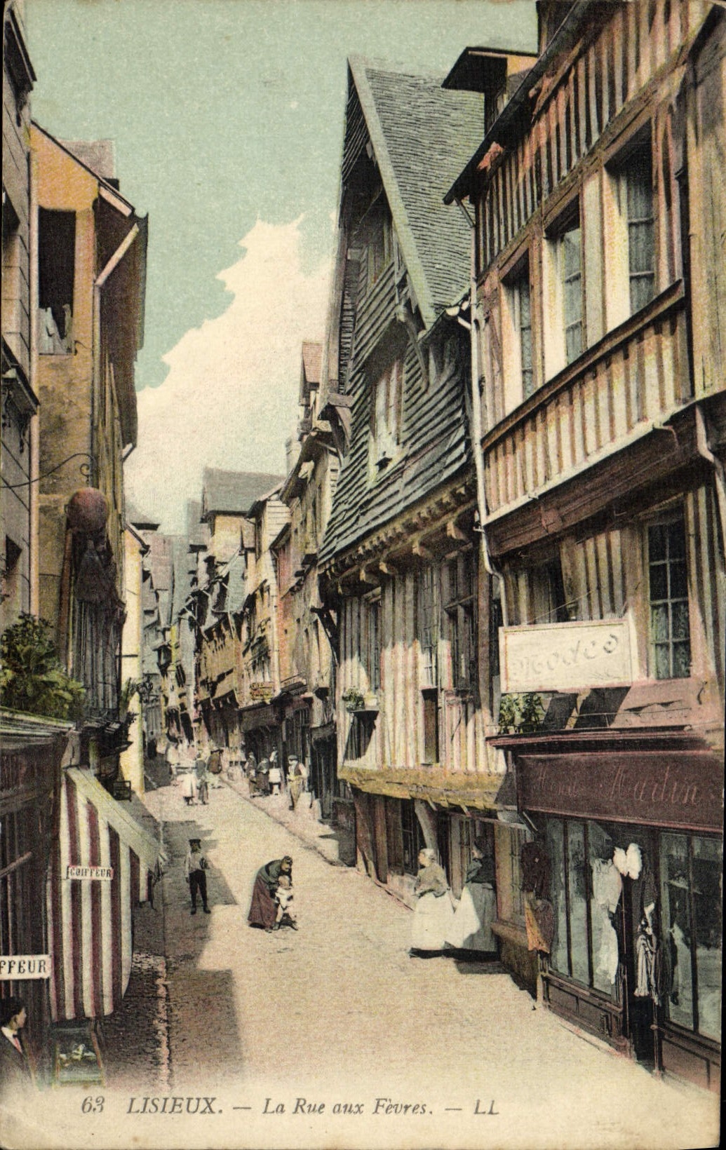 POSTAL Lisieux de la VENDIMIA la calle con el peluquero de Boilermen