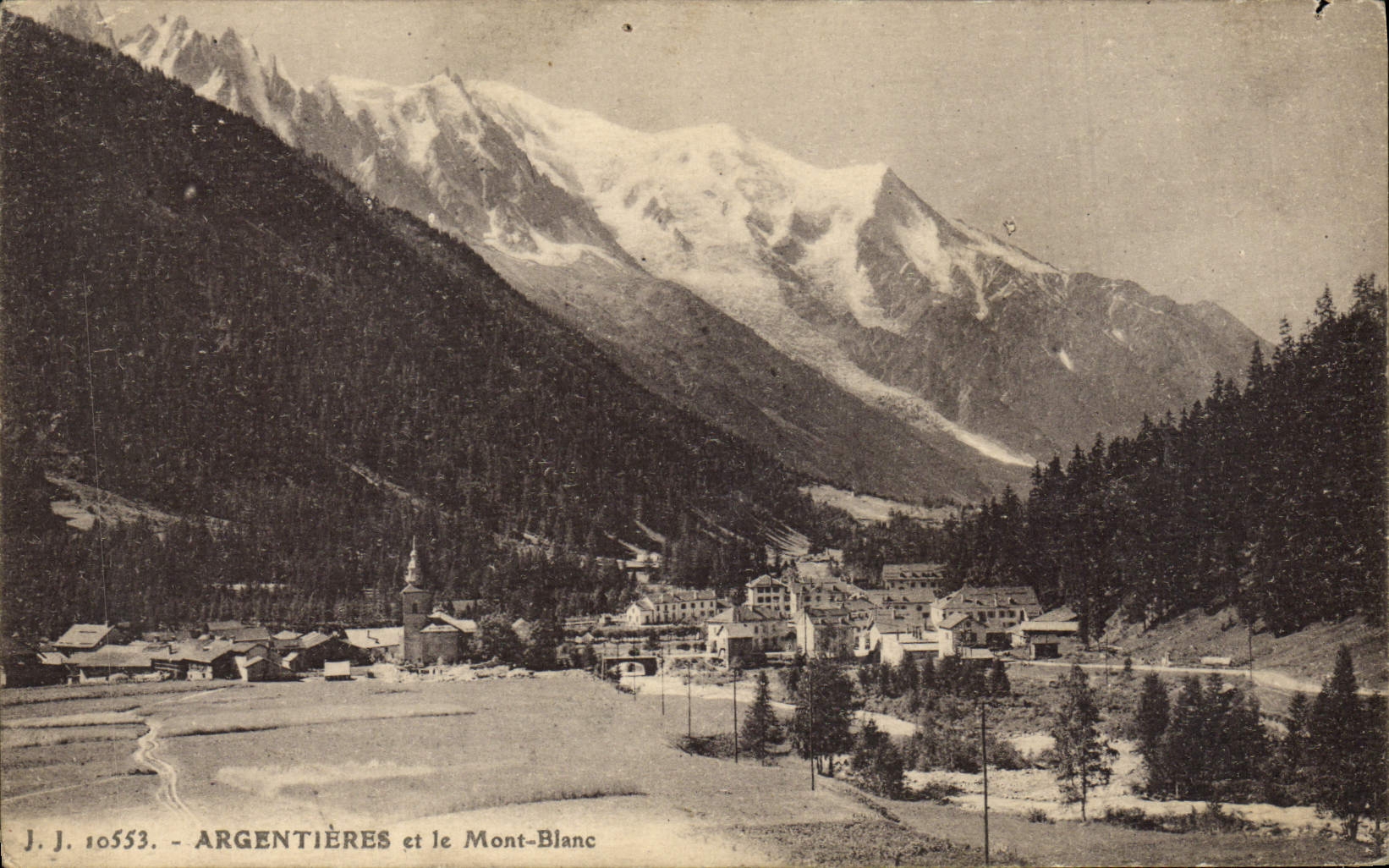 POSTAL Argemtieres y Mont Blanc de la VENDIMIA
