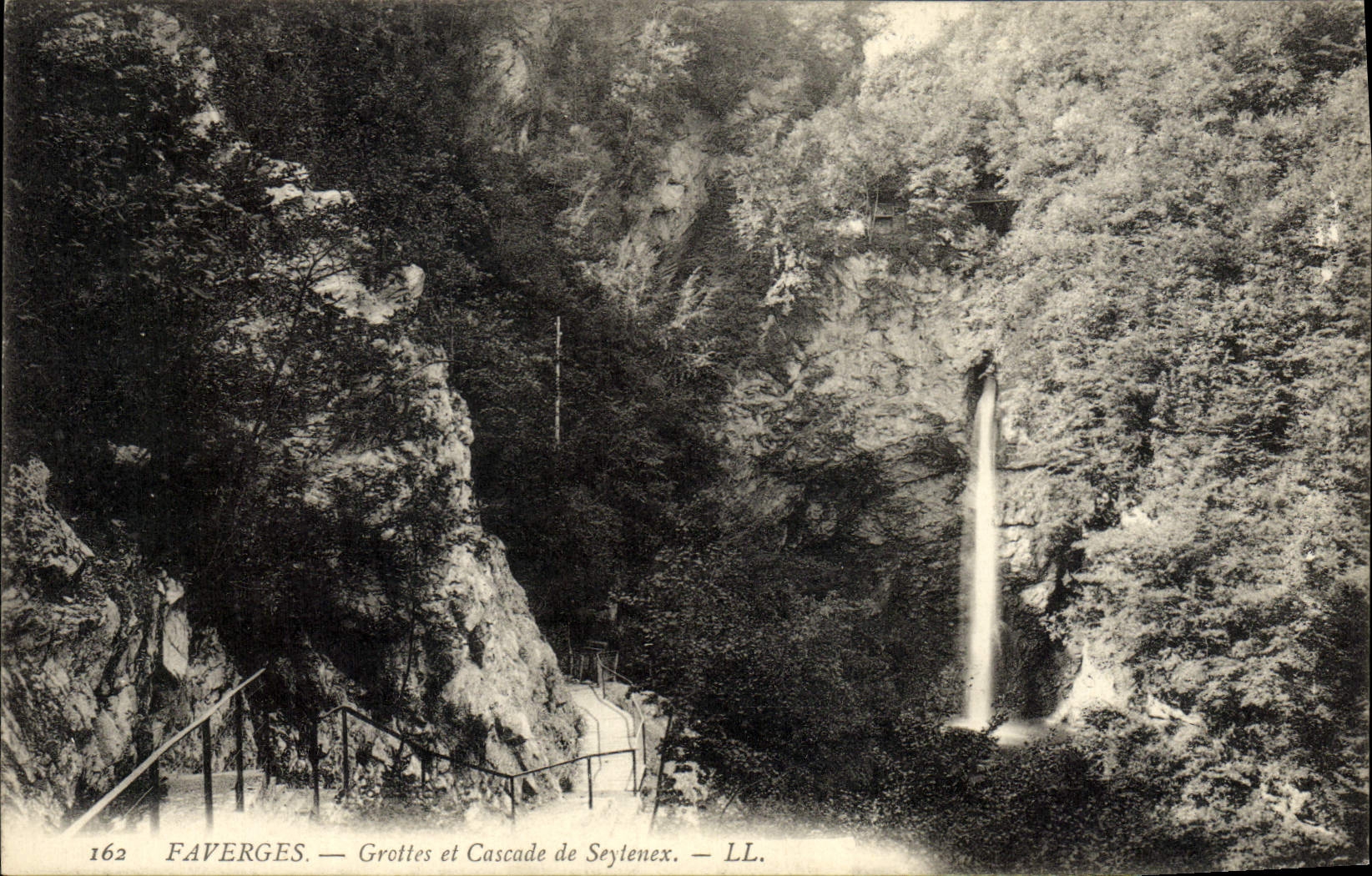 VINTAGE POSTCARD Faverges Caves and Cascade of Seytenex