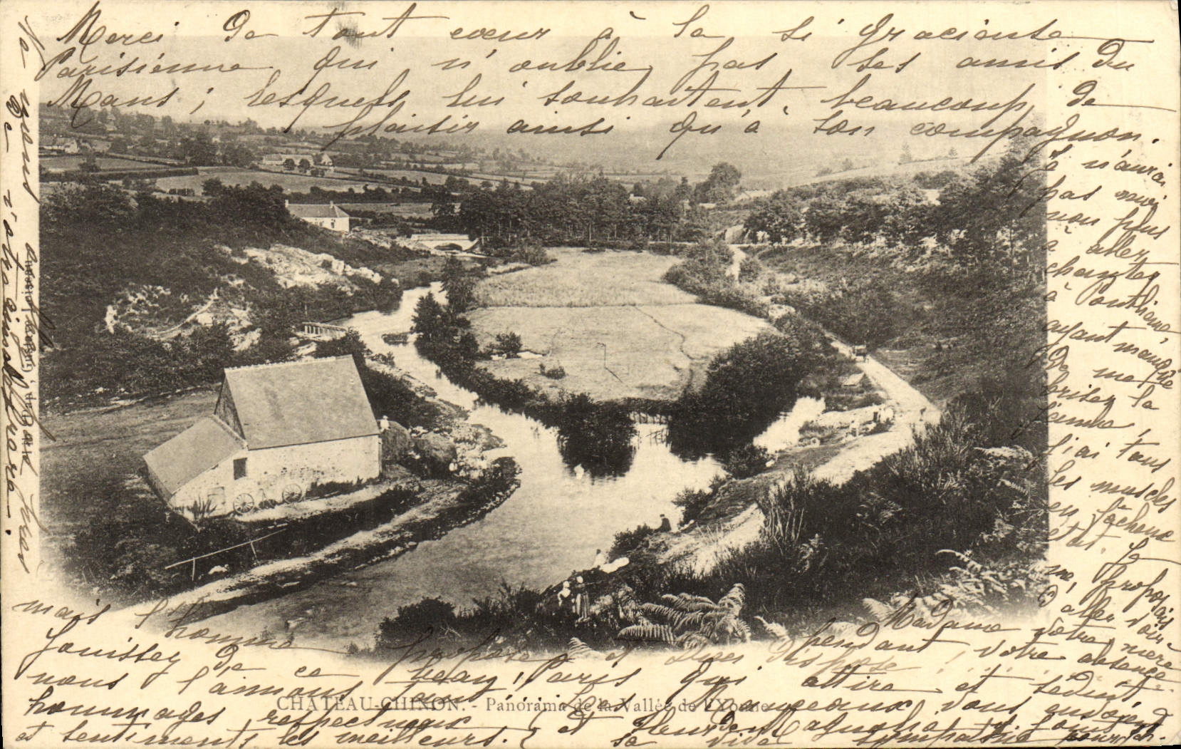 VINTAGE POSTCARD Castle Chinon Panorama of the valley of Yonne