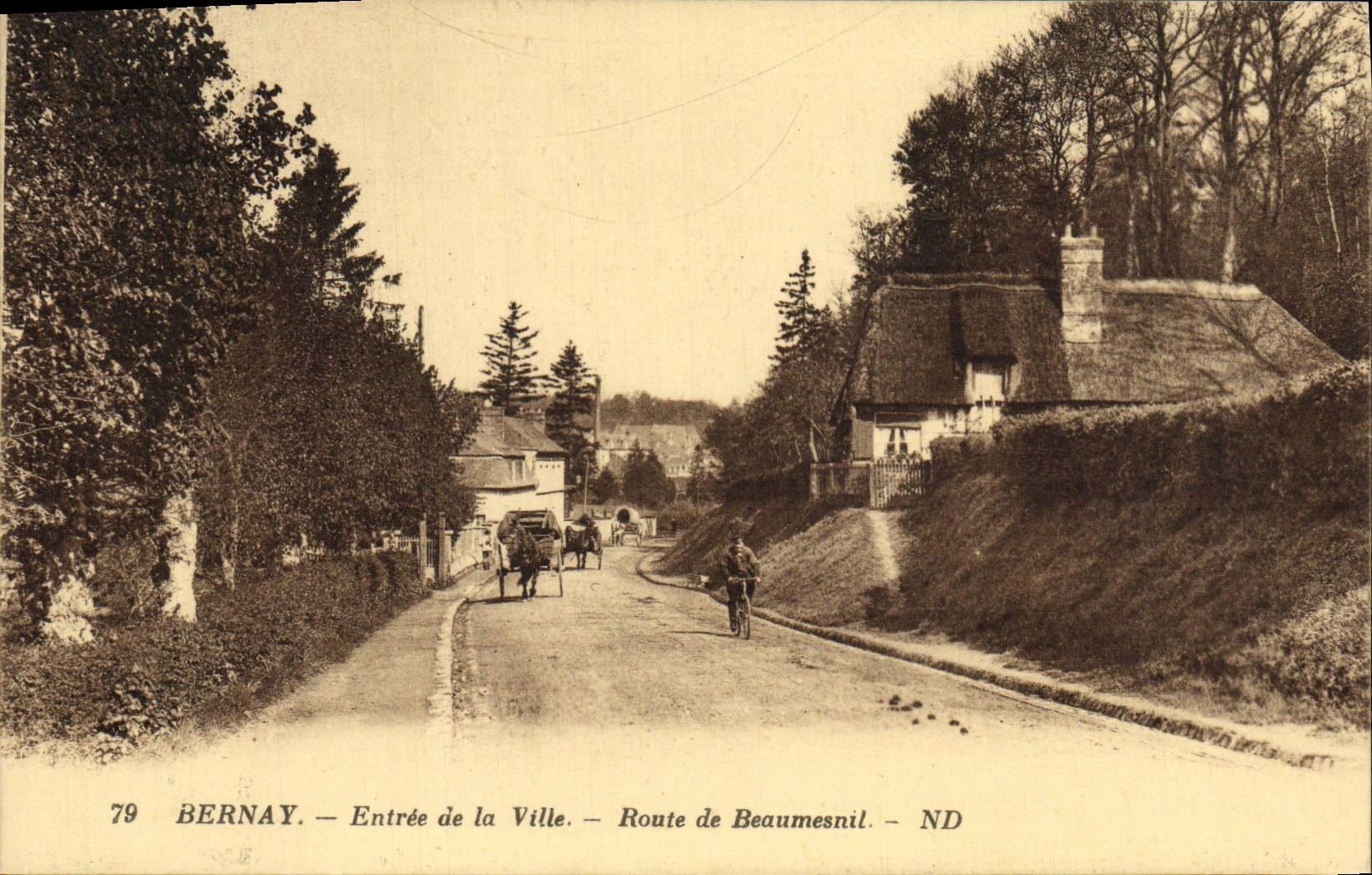 VINTAGE POSTCARD Bernay Entered of the Road City of Beaumesnil