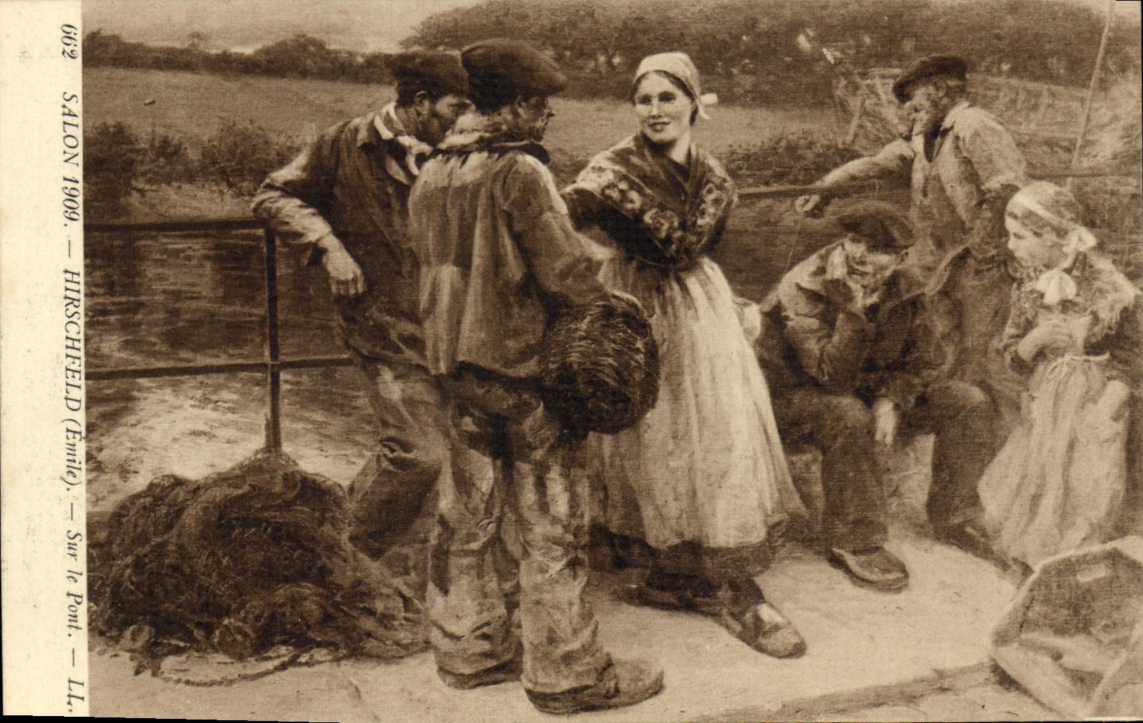 VINTAGE POSTCARD Living room 1909 Hirschfeld on the Bridge Folklore