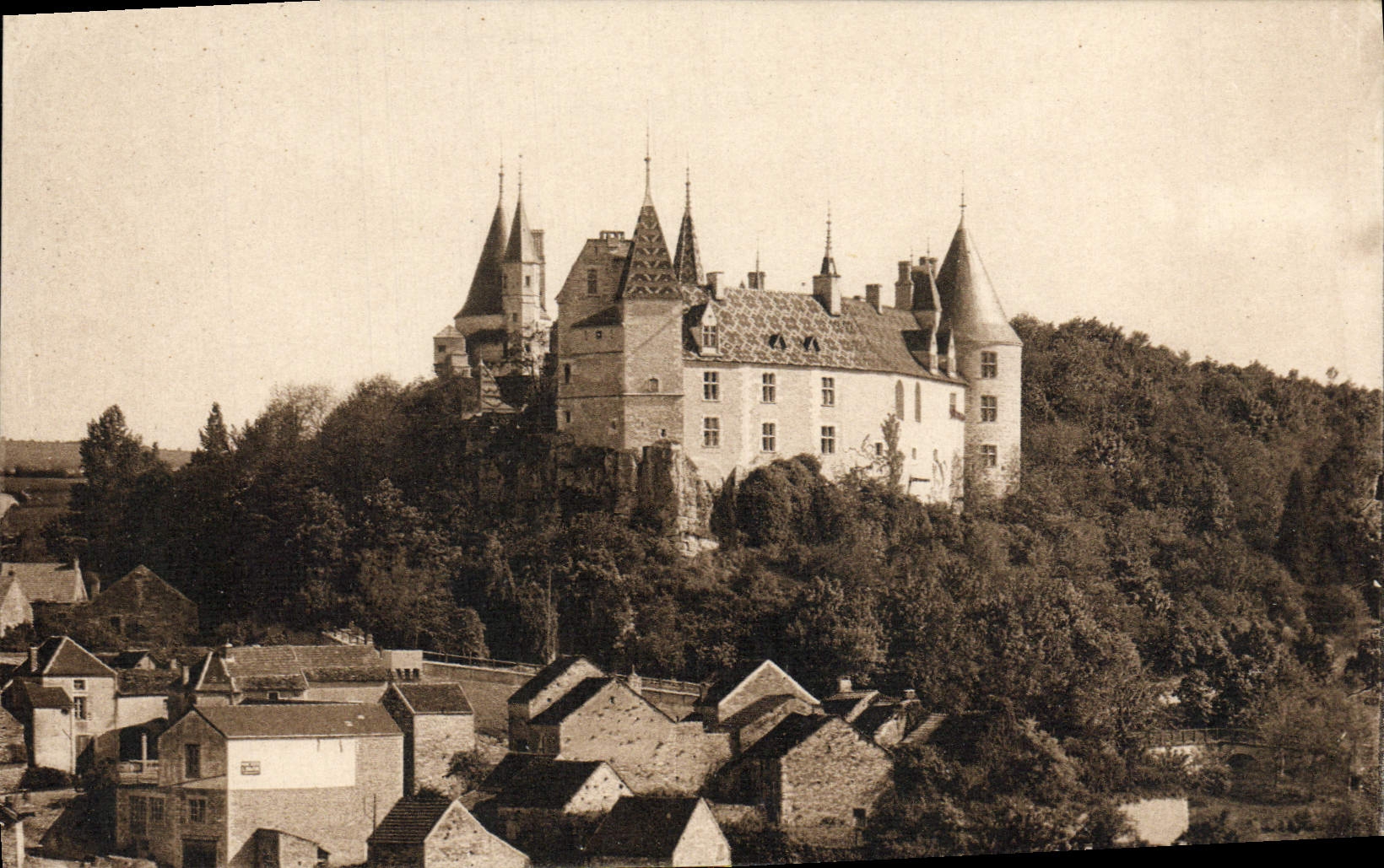 Castillo de la POSTAL de la VENDIMIA del cuadro total del pote de la roca