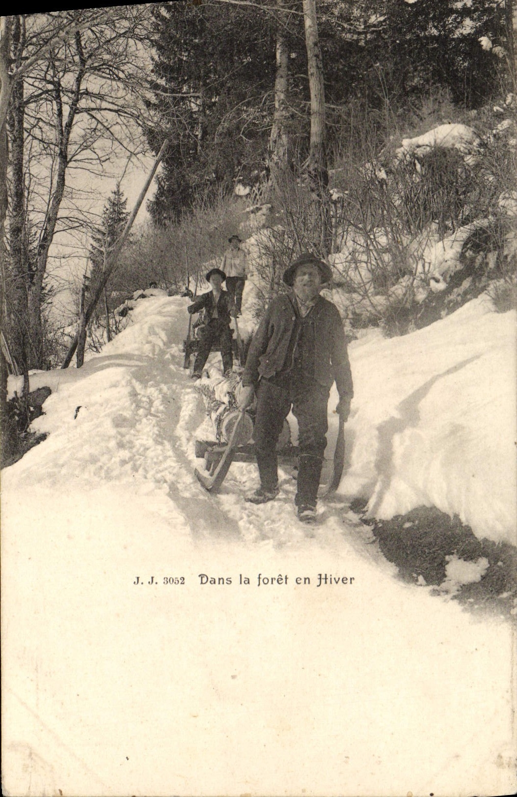 VINTAGE POSTCARD In the Drill in Winter Schluteurs