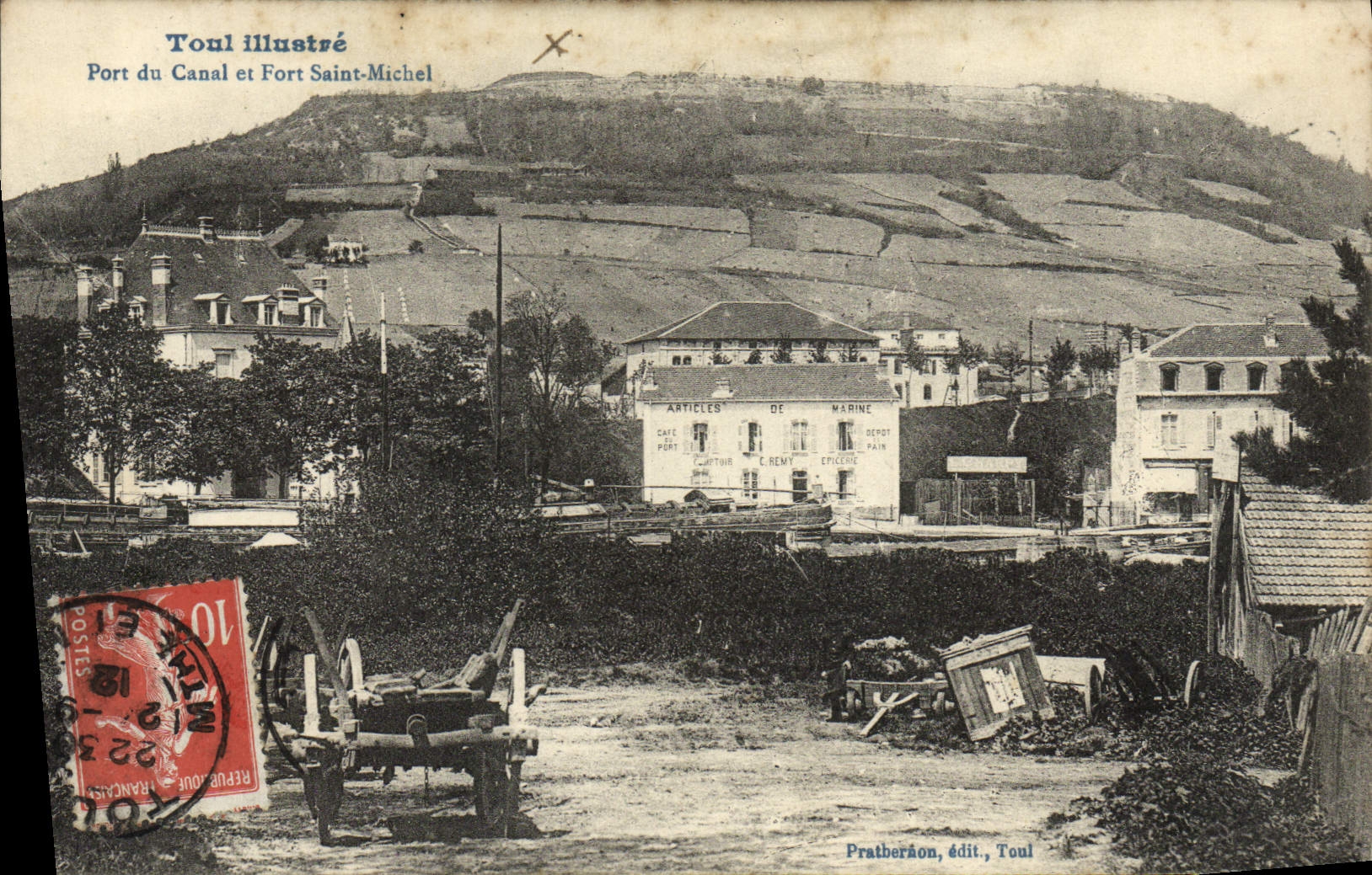 La POSTAL Toul de la VENDIMIA ilustra el puerto del canal y Fort de Saint Michel