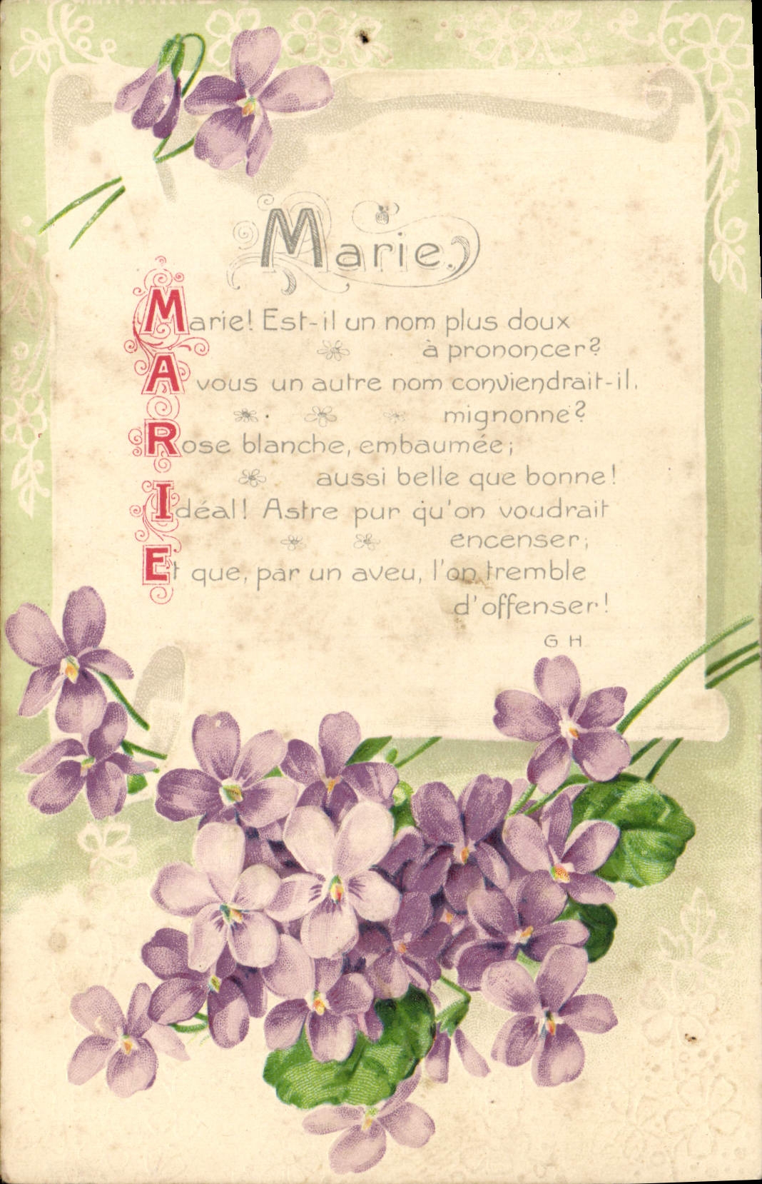 VINTAGE POSTCARD Fantasy Marie Flowers