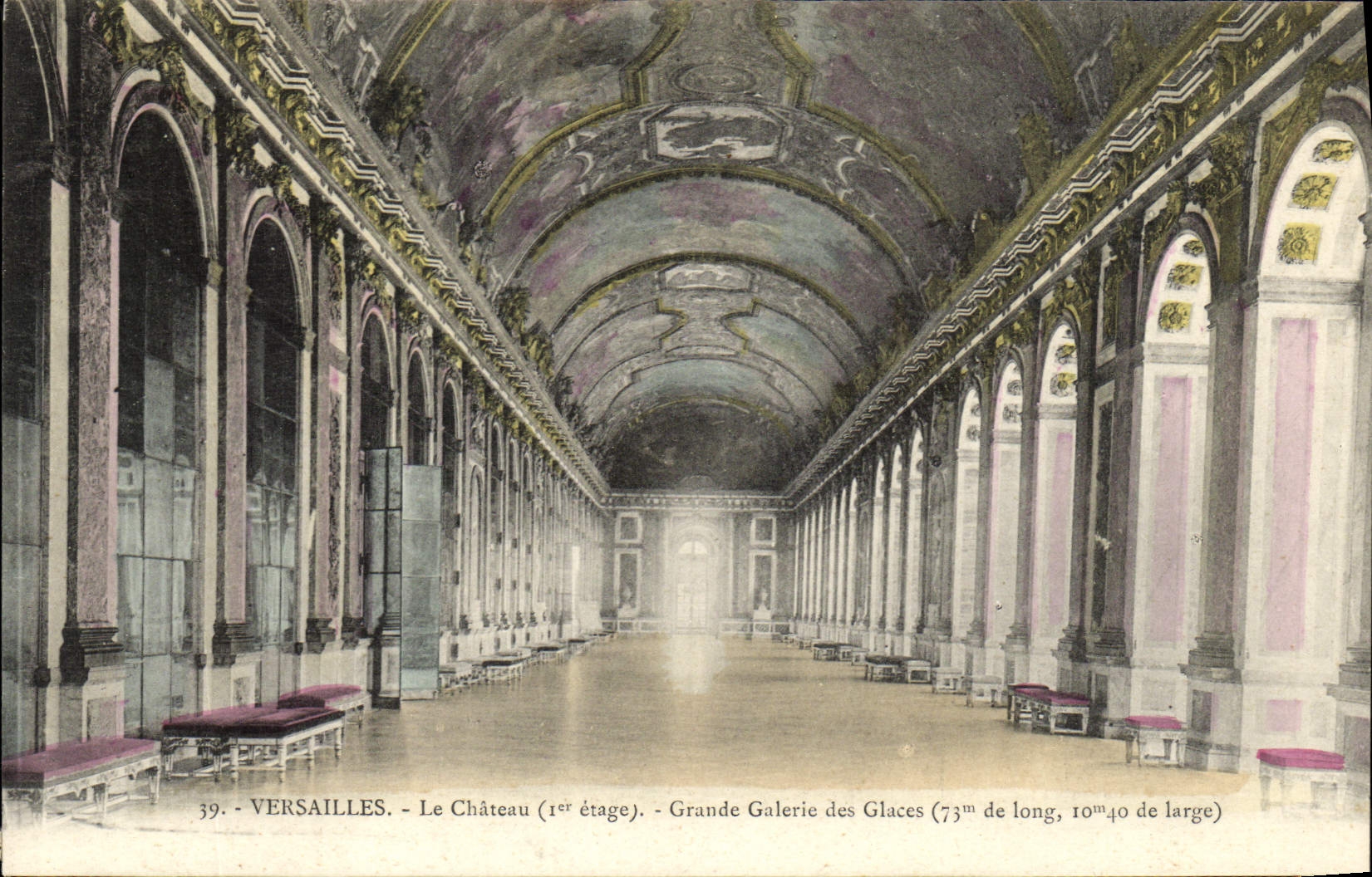 VINTAGE POSTCARD Versailles the Castle Large Gallery of the ices