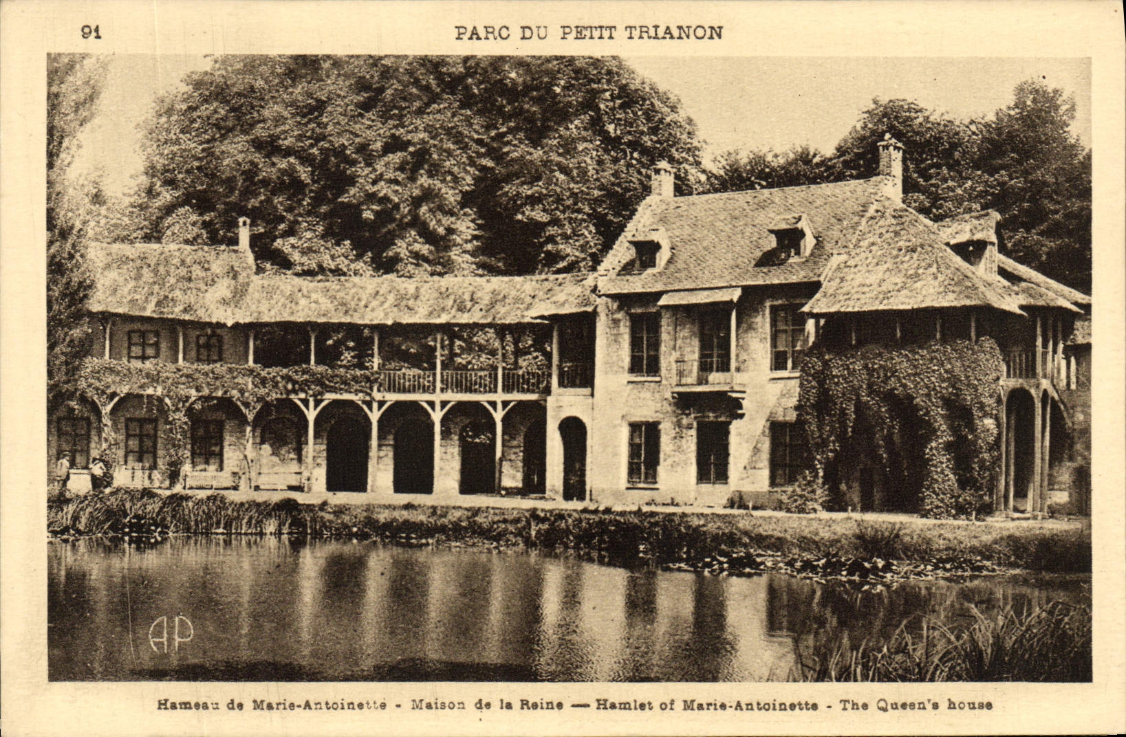VINTAGE POSTCARD Versailles Park of small Trianon Hamlet of Marie Antoinette Maison of the queen