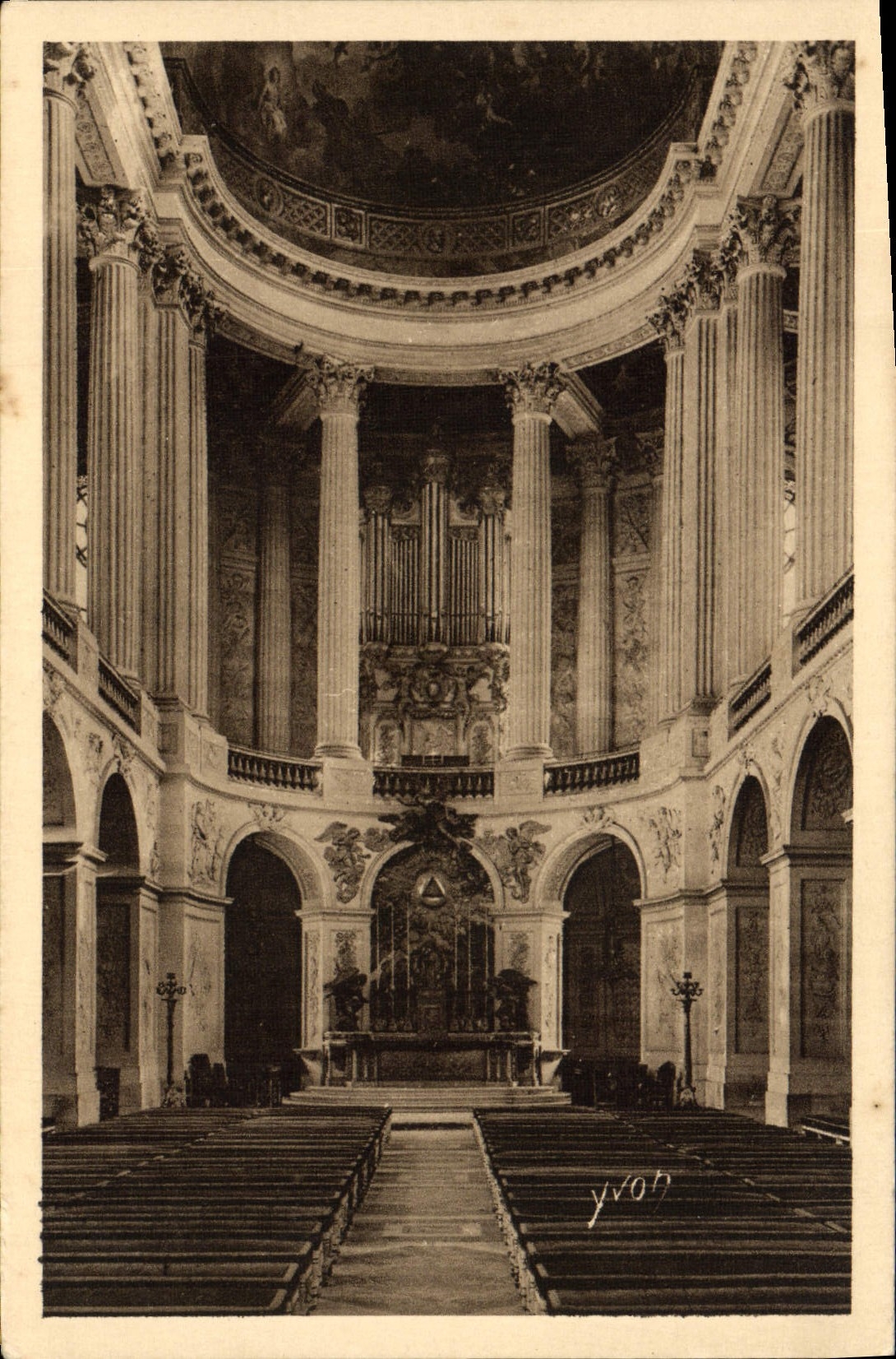 Esplendores de la POSTAL de la VENDIMIA y encantos de Versalles la cámara acorazada del órgano de Mansart del paladar