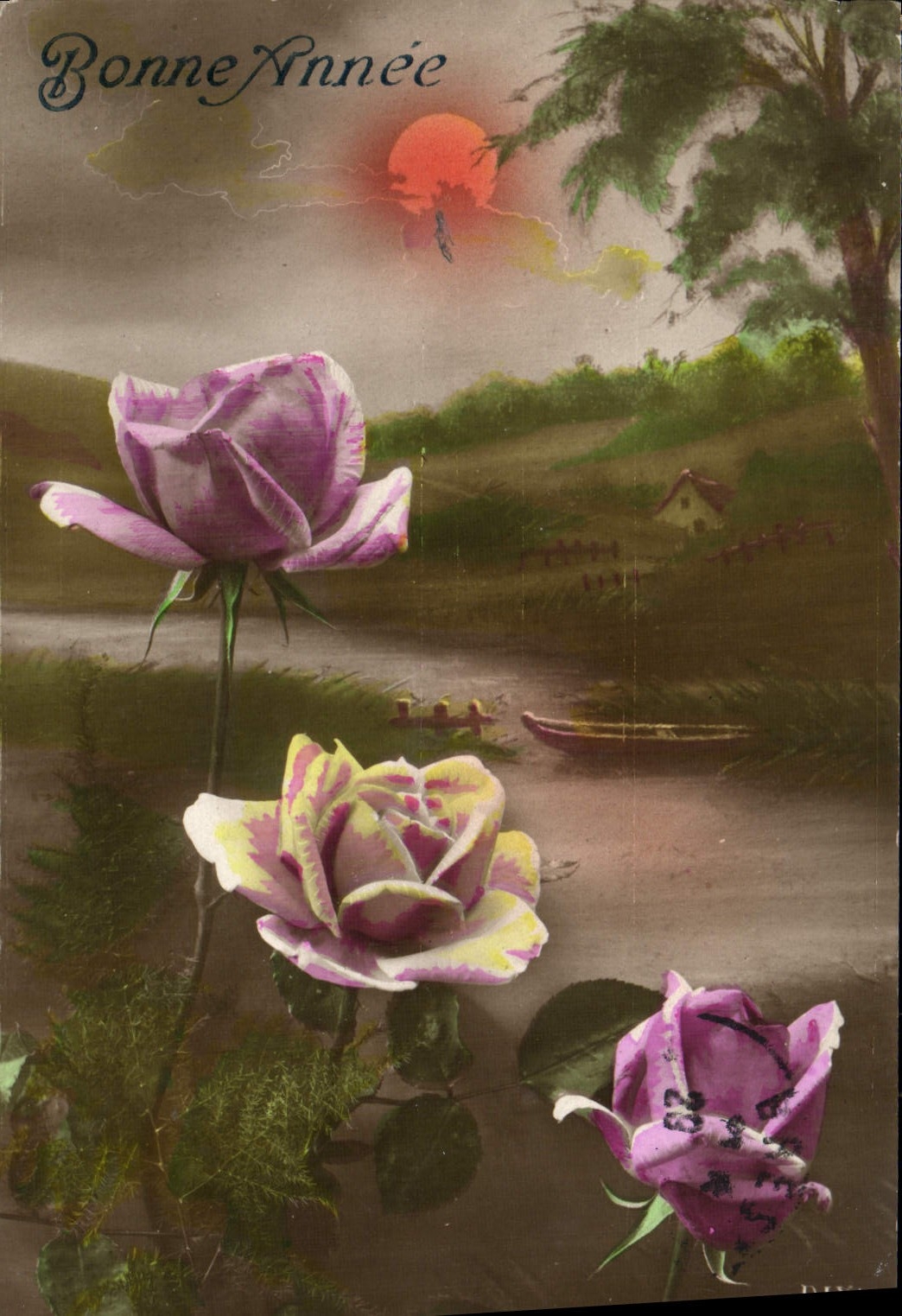 CPA Fantaisie Fleurs Bonne Annee