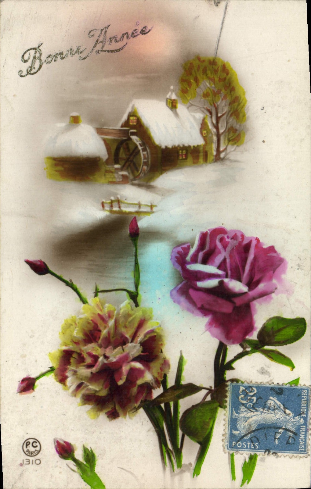 CPA Bonne Annee Fleurs