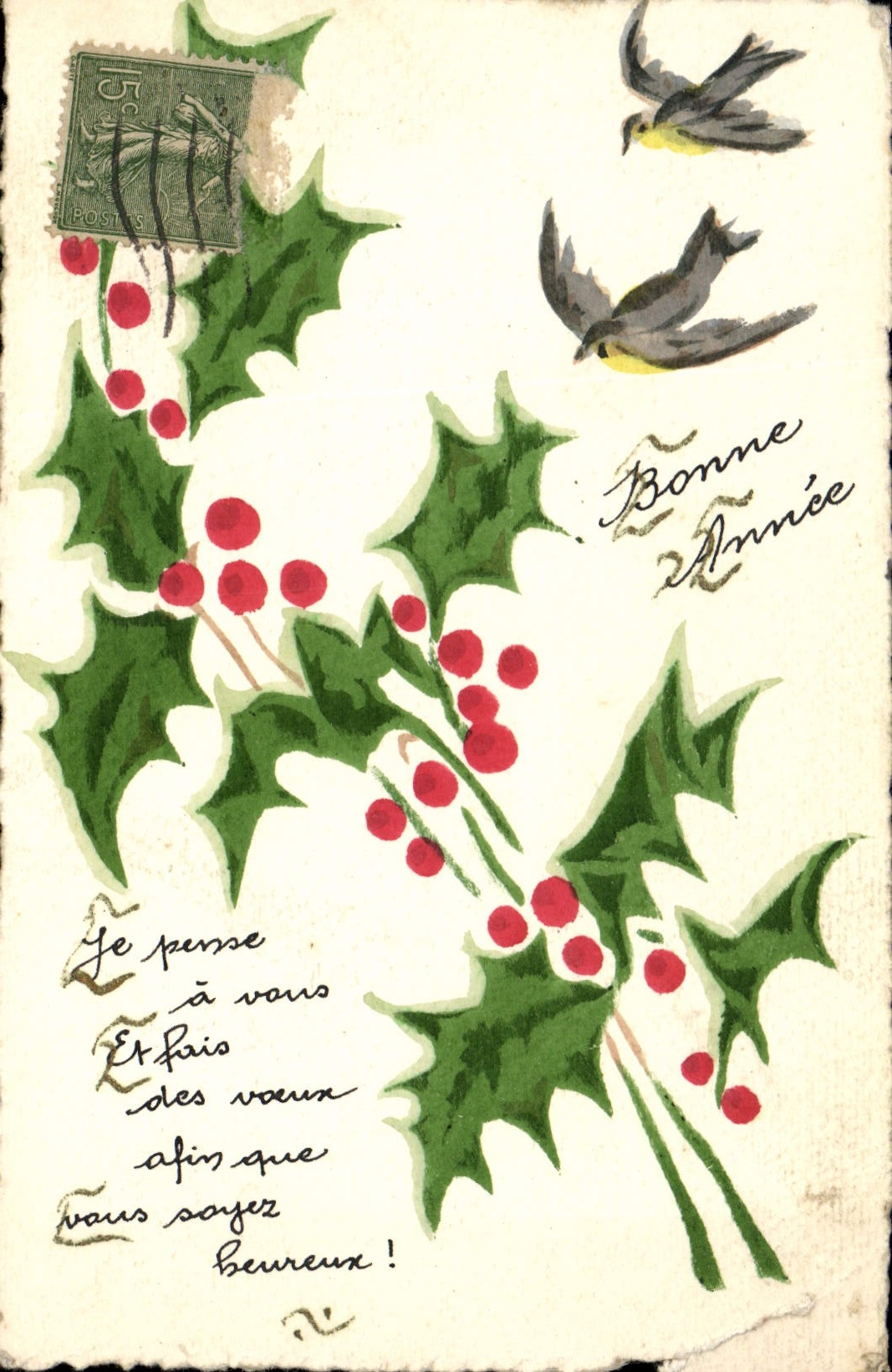 VINTAGE POSTCARD Fantasy GUI Swallow