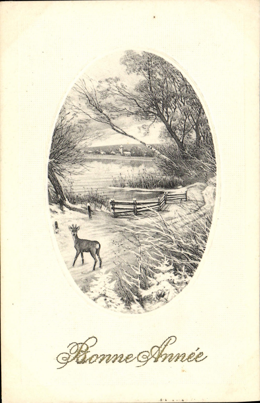 CPA Fantaisie Bonne annee Biche