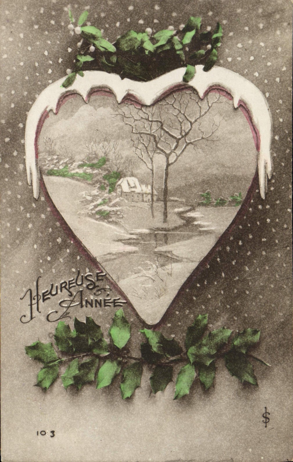 CPA Fantaisie Bonne annee Coeur 