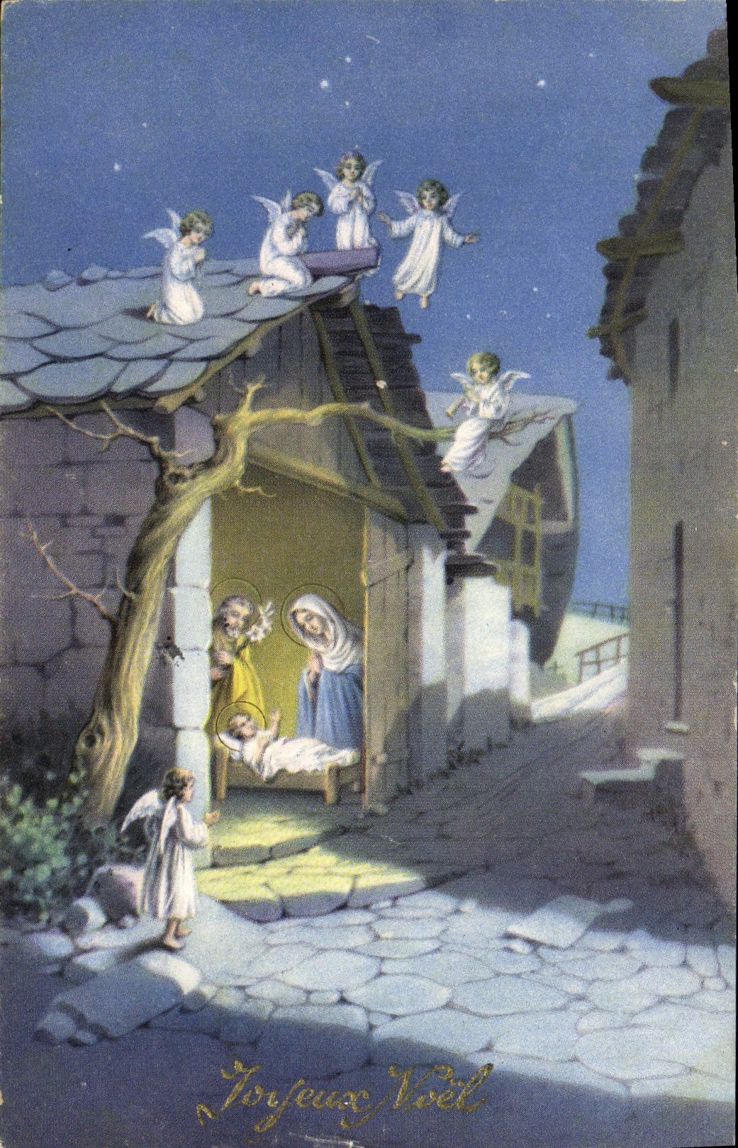 VINTAGE POSTCARD Fantasy Christmas Angels