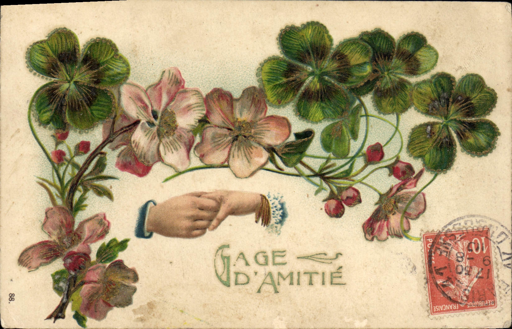 CPA Fantaisie Fleurs Trefles