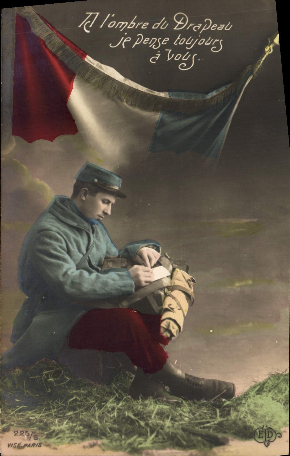 Hombre de Militaria del soldado de la fantasía de la POSTAL de la VENDIMIA