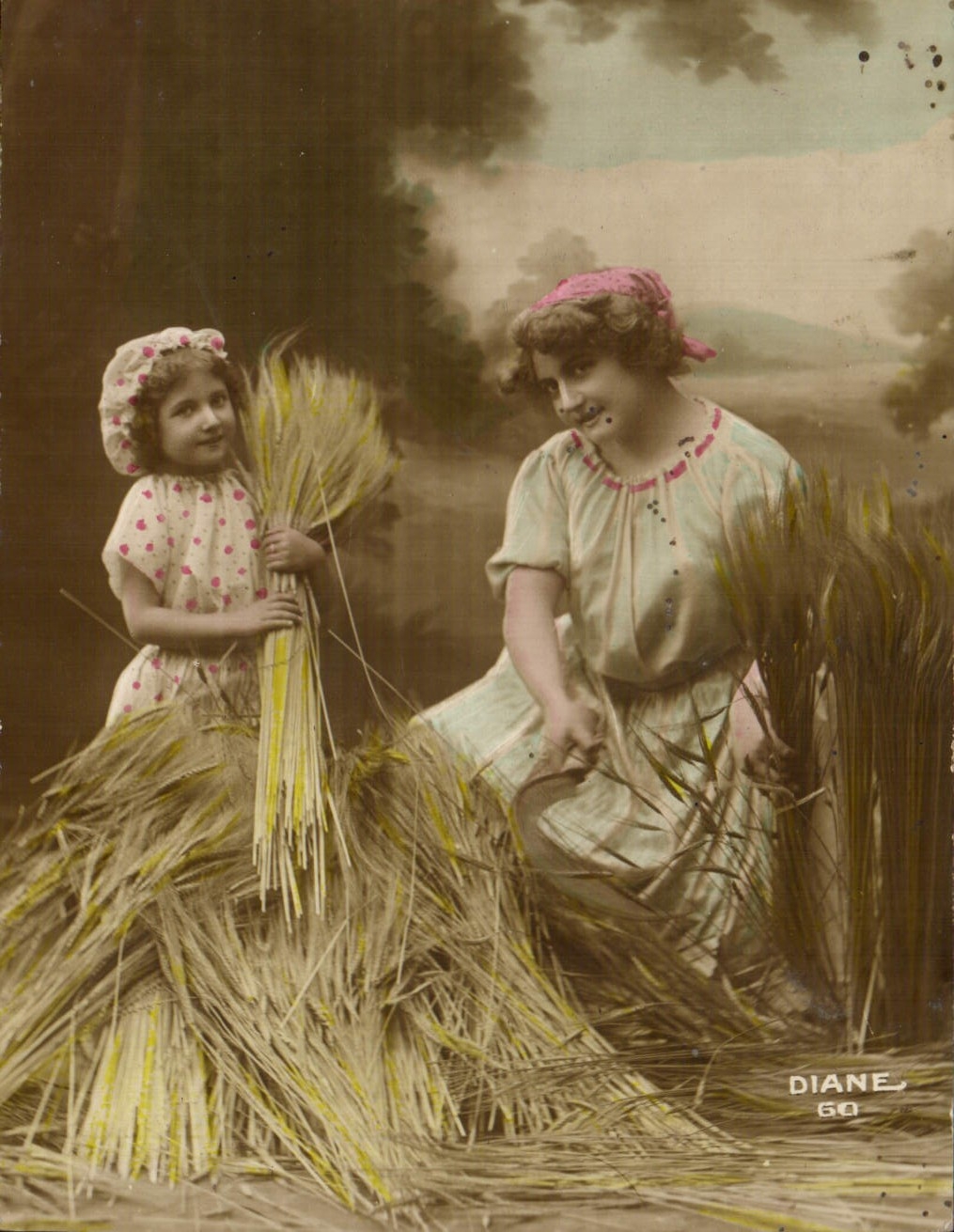 VINTAGE POSTCARD Fantasy Child wife the harvest