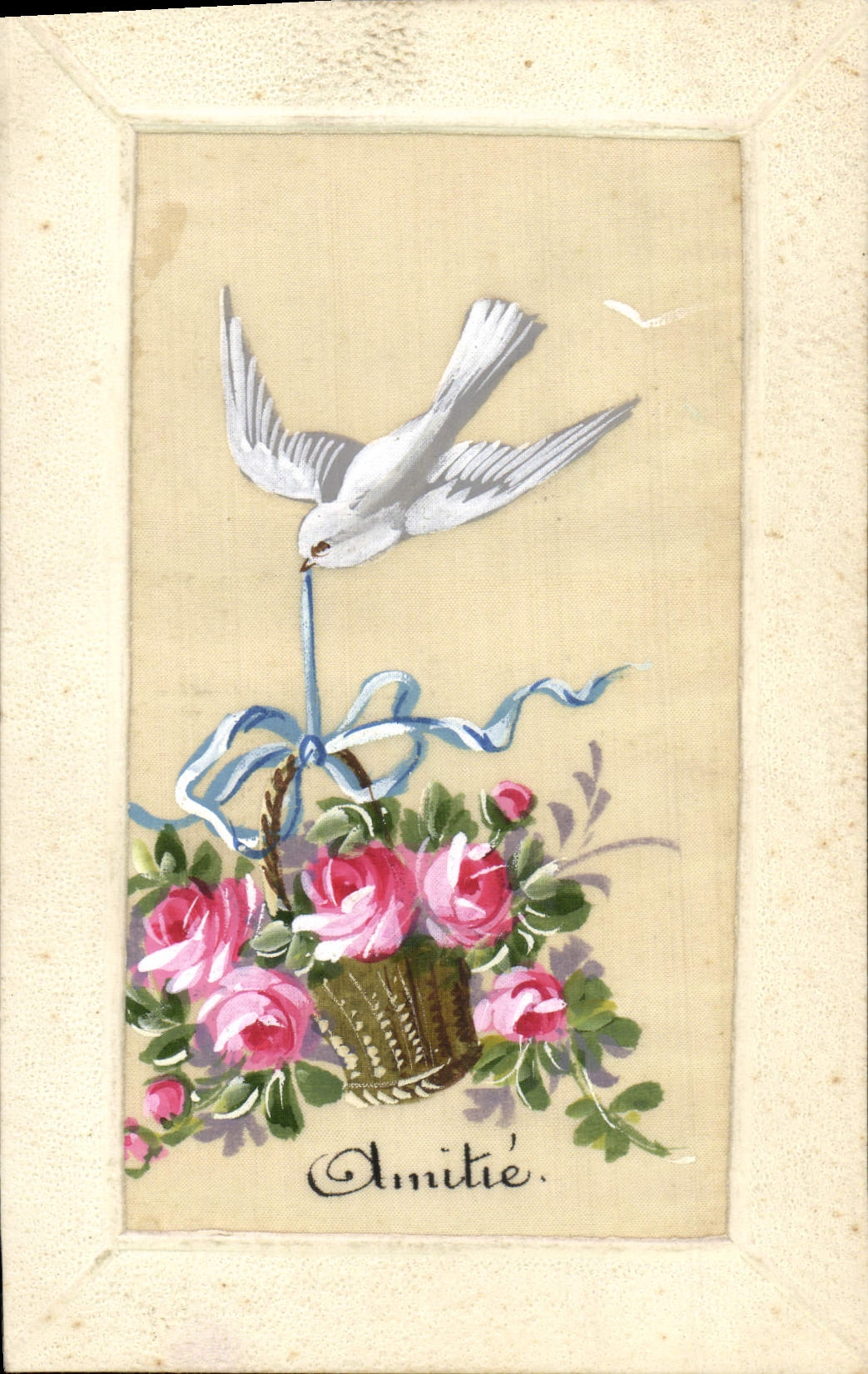 CPA Fantaisie Fleurs Colombe