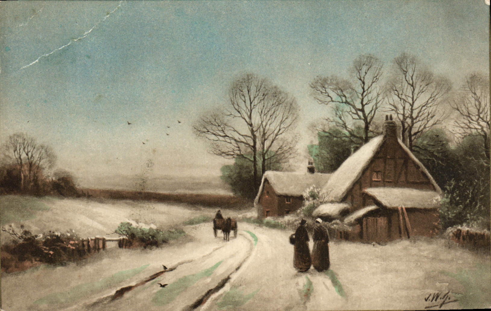 CPA Fantaisie Paysage sous la neige