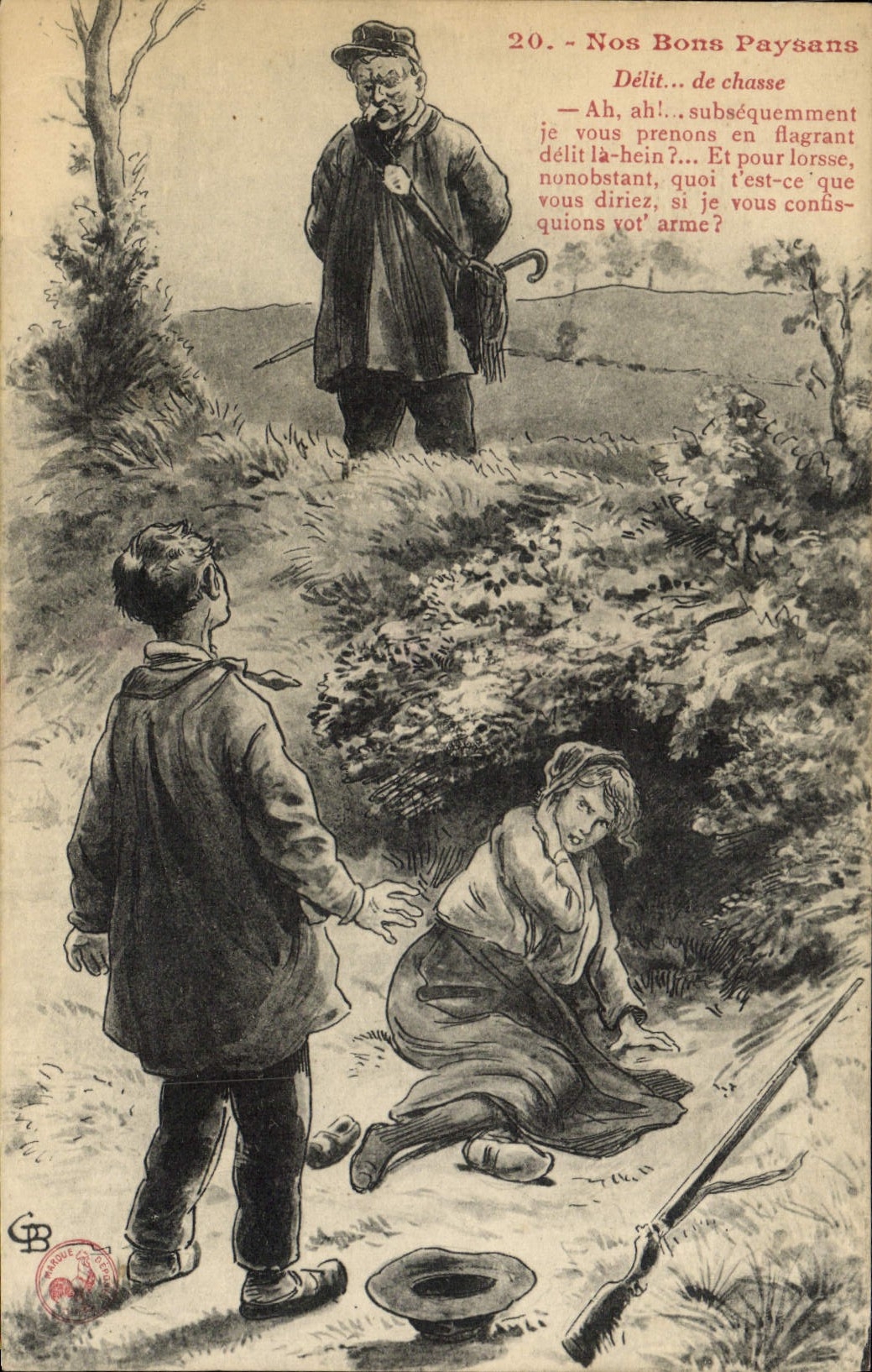 CPA Fantaisie Nos bons paysans Delit de chasse