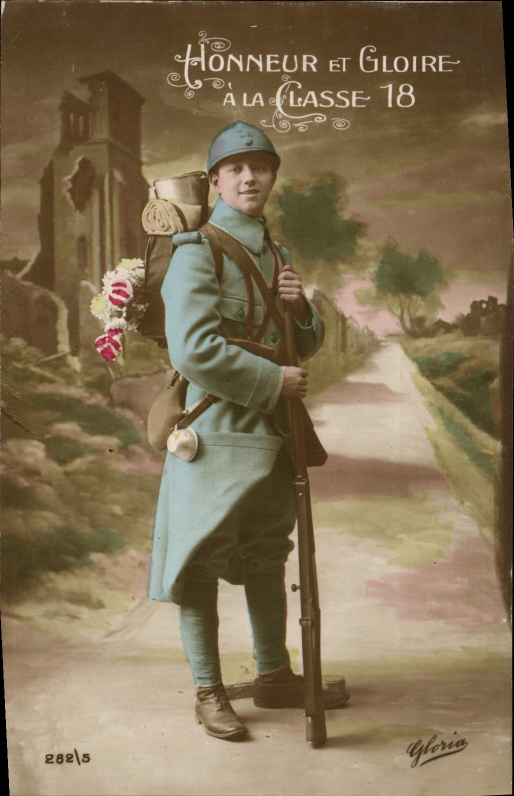 El soldado de Militaria del hombre de Fantaisie de la POSTAL de la VENDIMIA clasifica 18