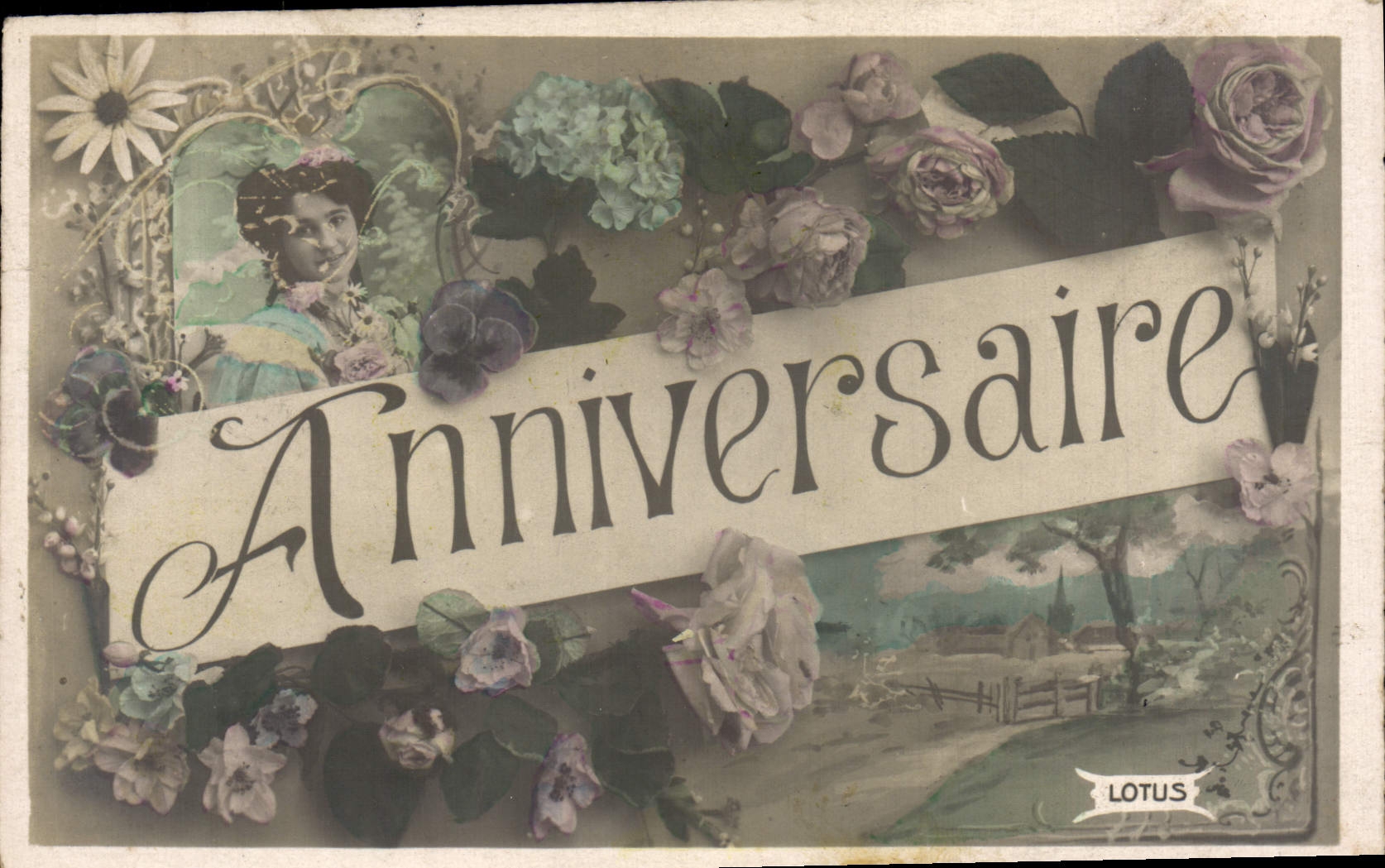 VINTAGE POSTCARD Fantasy Woman Birthday