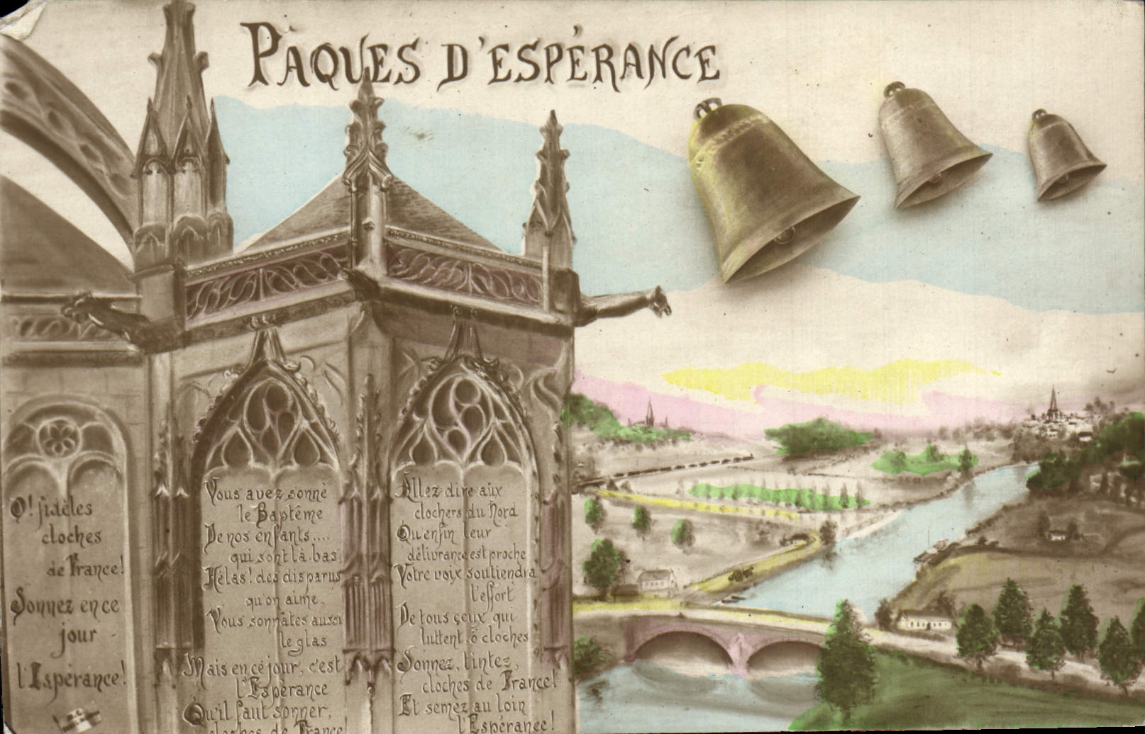CPA Fantaisie Paques Cloches