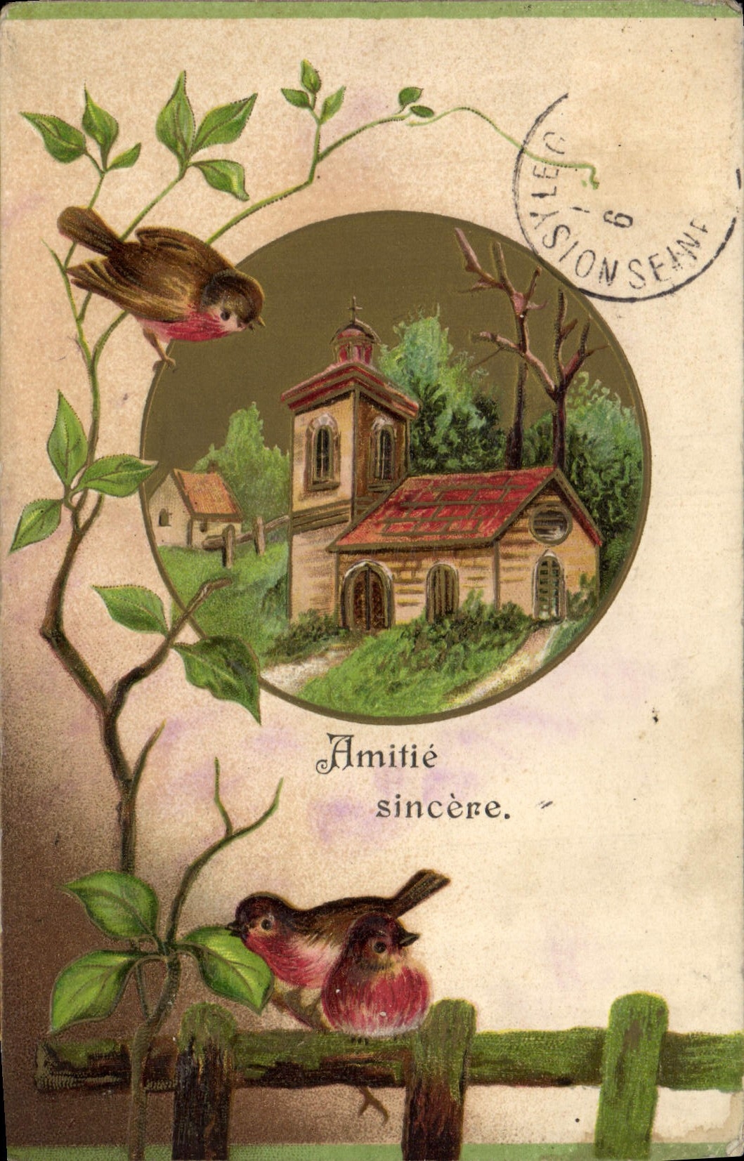VINTAGE POSTCARD sincere Friendship Birds