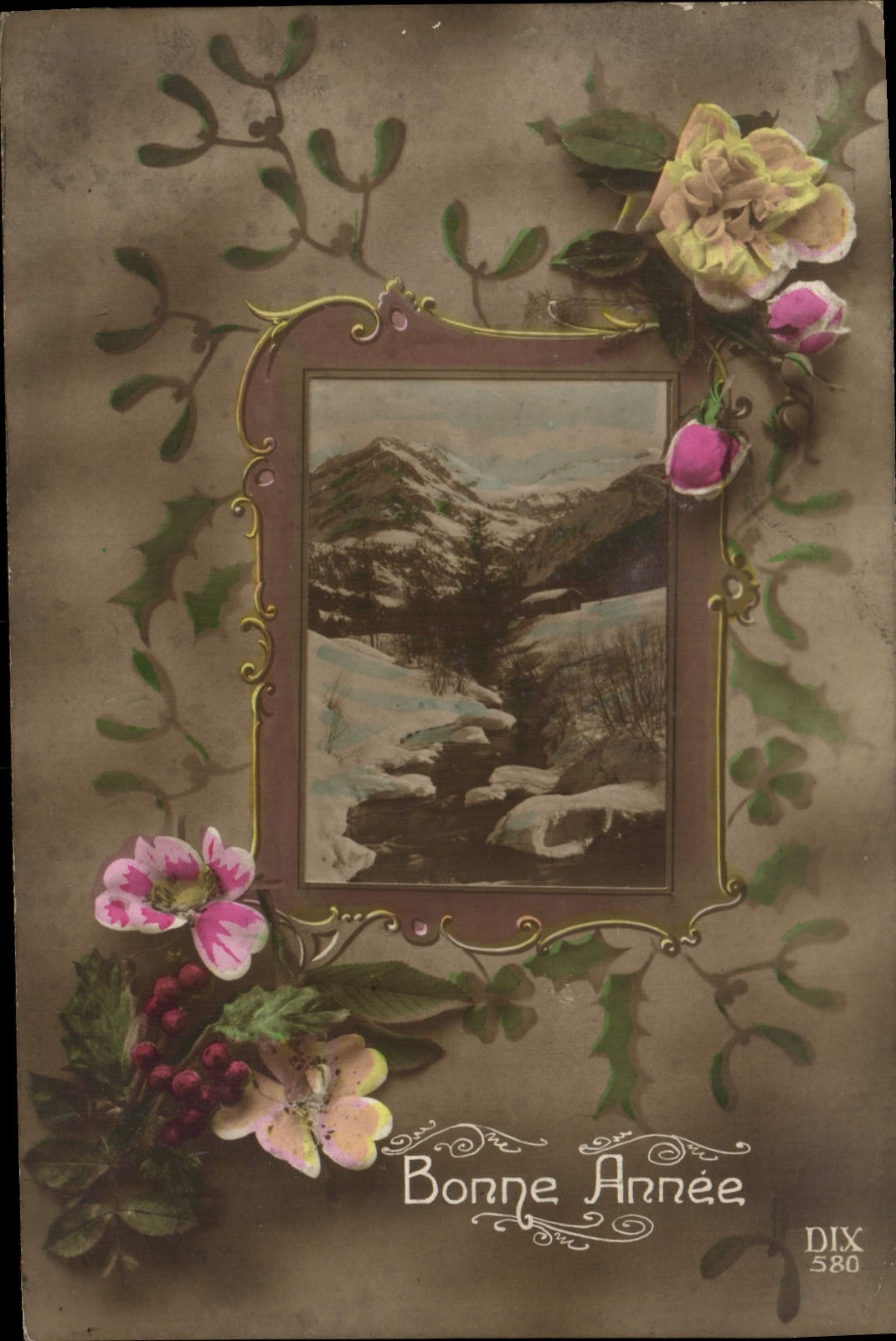 CPA Fantaisie Fleurs Bonne Annee