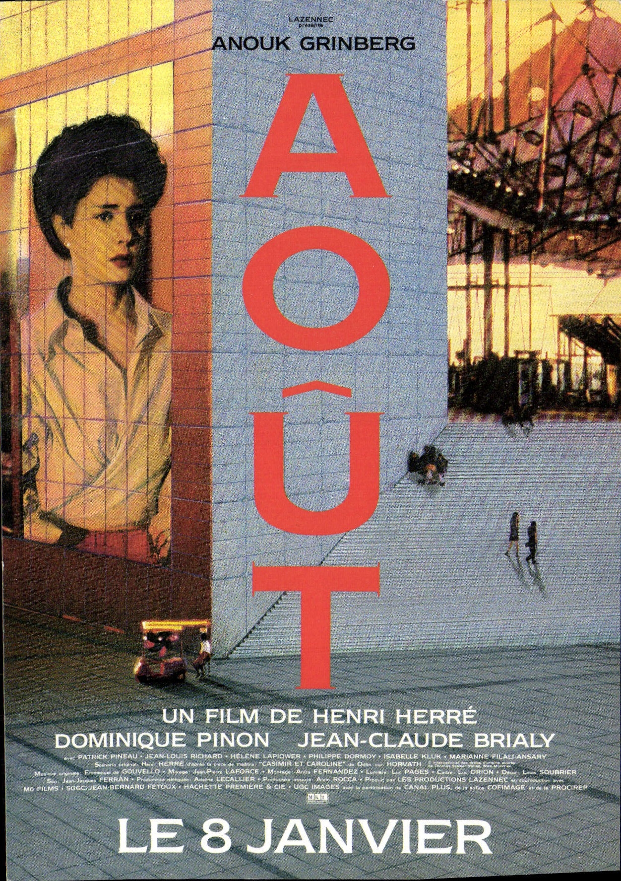 VINTAGE POSTCARD Film Anouk Grinberg August Dominique Pinon Jean Claude Brialy