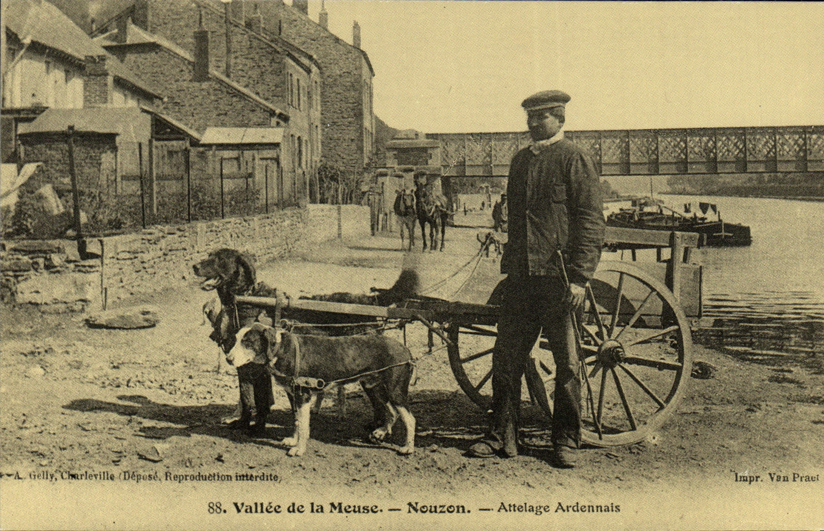 REPRO Vallee of the Meuse Nouzon Attelage Of the Ardennes Conveys has dogs