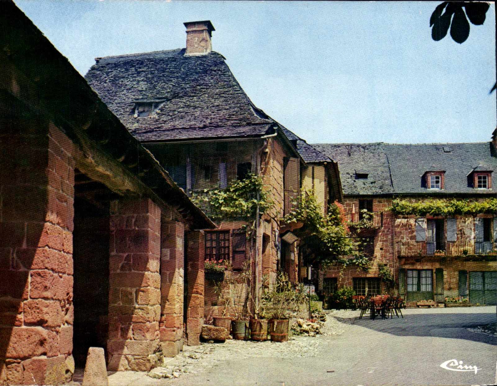 MODERN CARD Red Collonges the Place of the Church With the Market