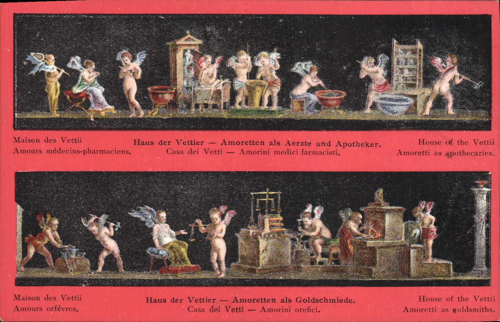 Orefici de Vetti Pompeya Amorini del dei de la POSTAL de la VENDIMIA puesto