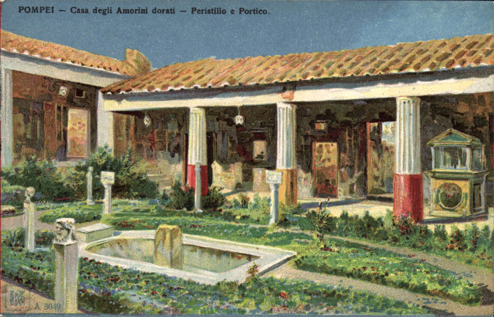 La POSTAL Pompeya de la VENDIMIA puso el pórtico de Degli Amorini Dorati Peristillo E