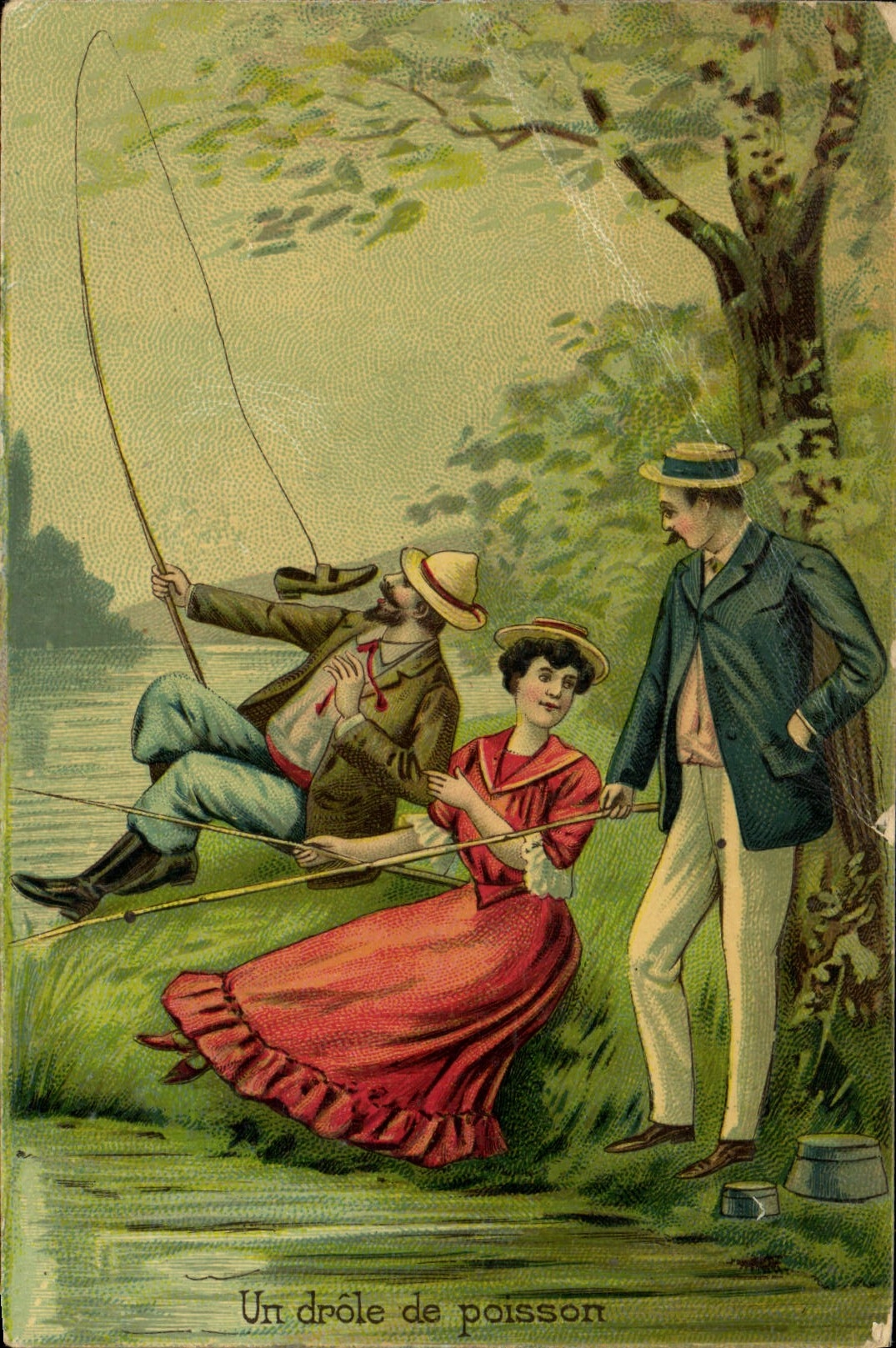 VINTAGE POSTCARD Funny Of Poisson Femme Fishes