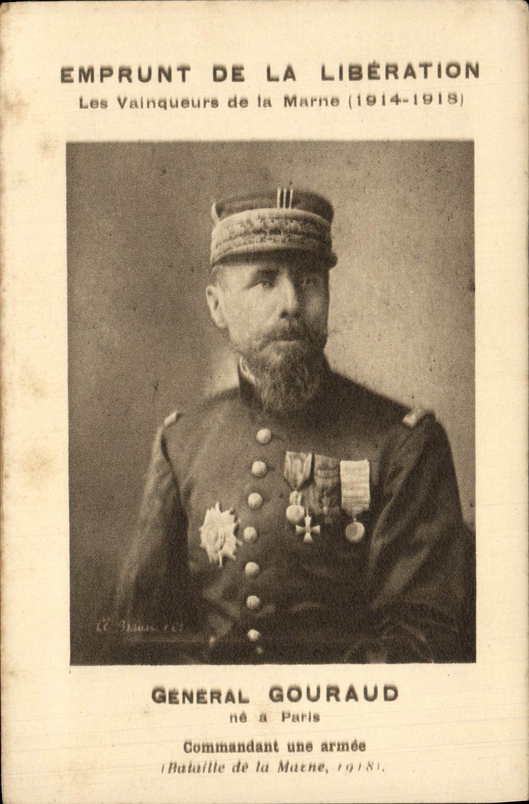 VINTAGE POSTCARD Loan of the Nation winners of the Marne General Gouraud Militaria