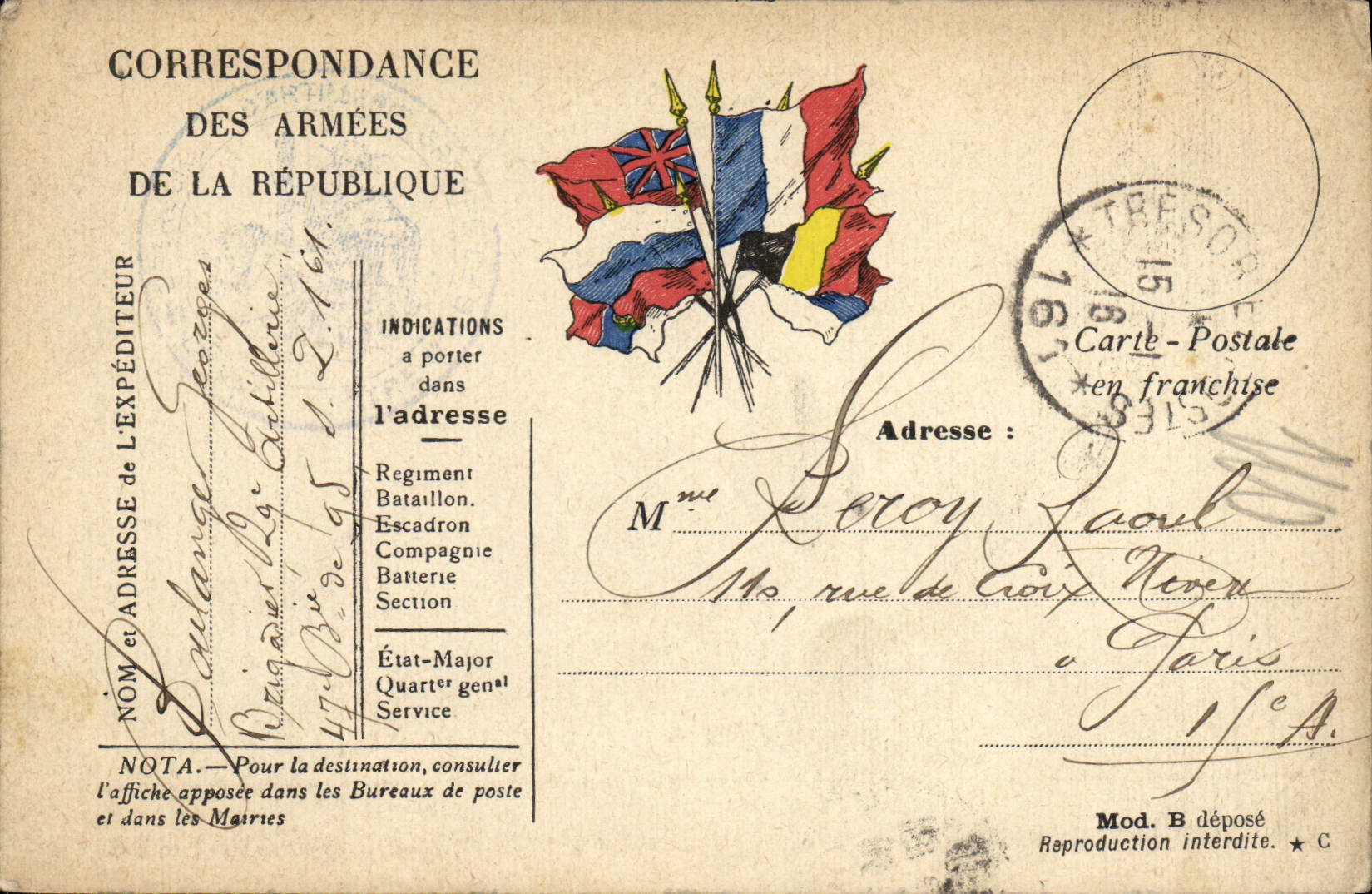 Chart of Frankness Leroy Street Cross Nivert Paris 1916