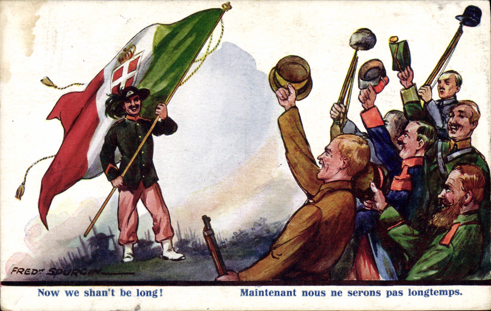 CPA Fantaisie Now we shan't be long Militaria Italie Fred Spurgin
