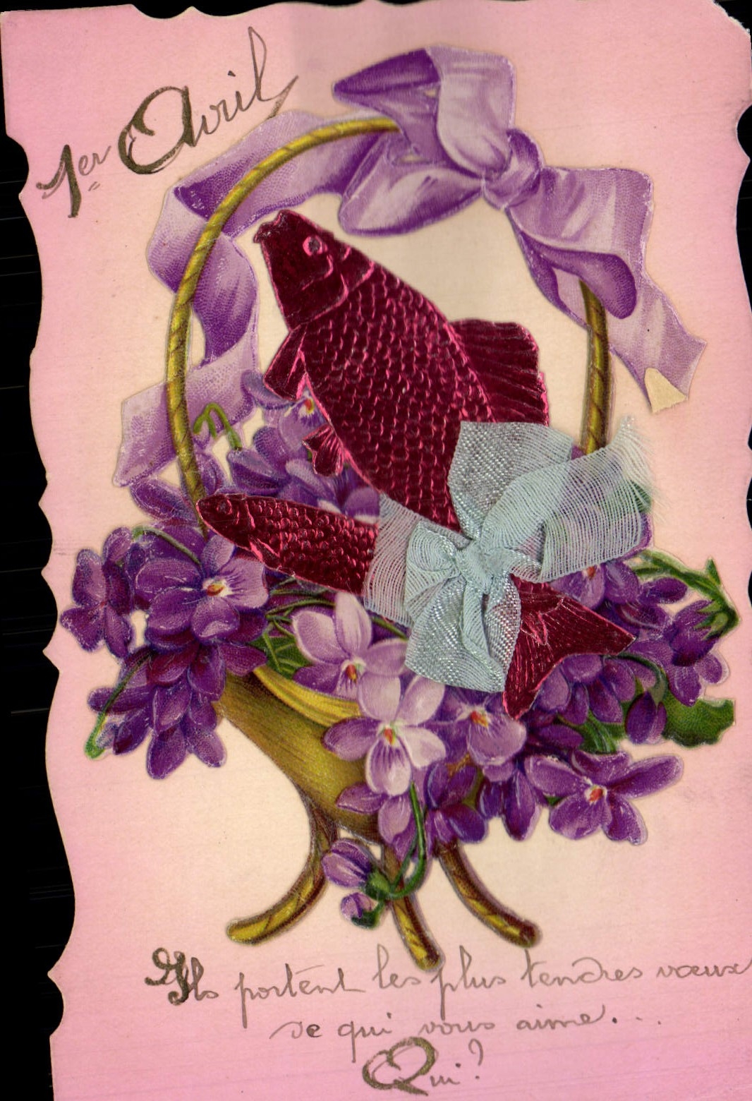 CPA Fantaisie Fleurs Poisson