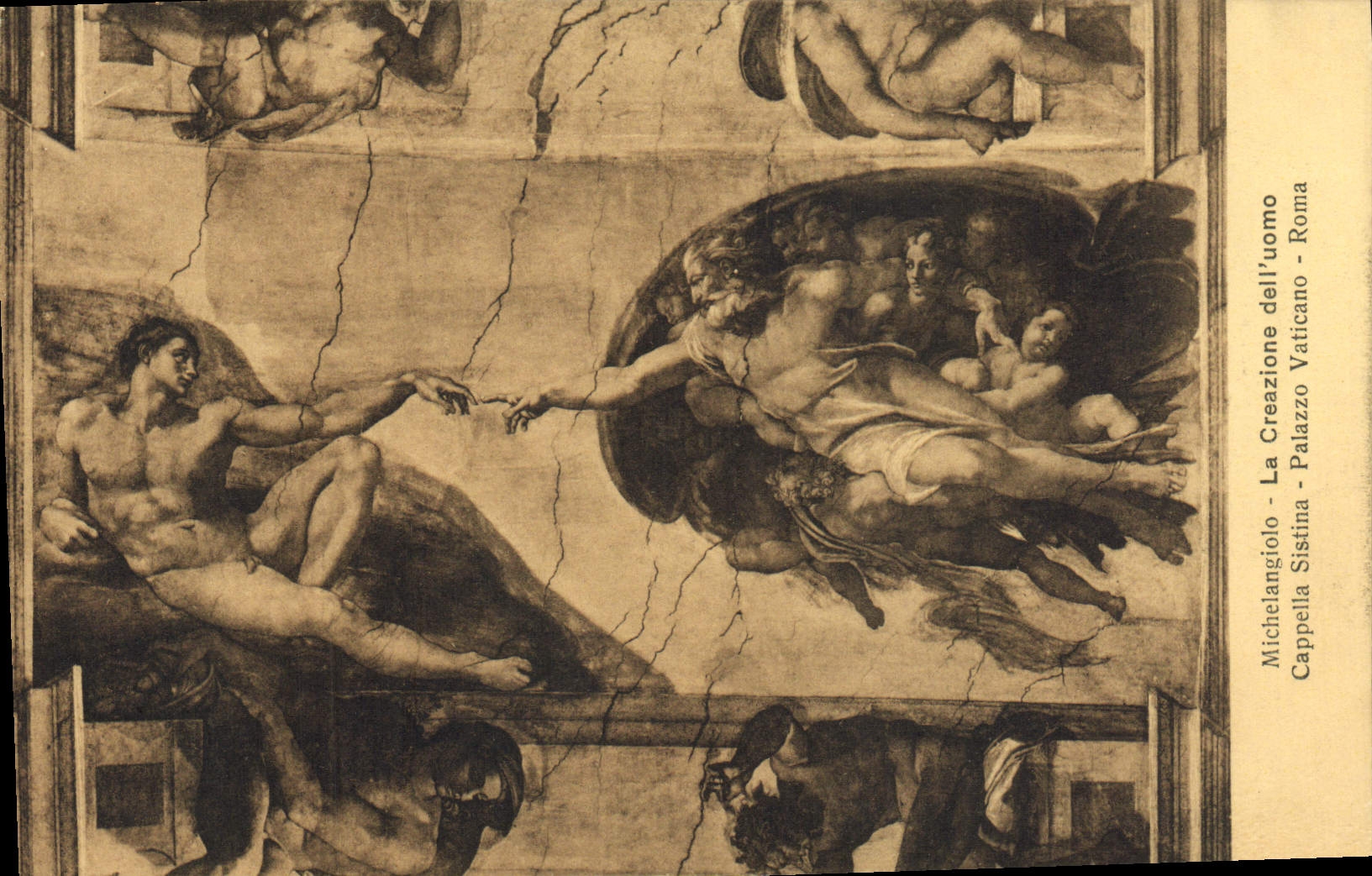 CPA Michelangiolo La Creazione Dell'Uomo Cappella Sistina Palazzo Vaticano Roma