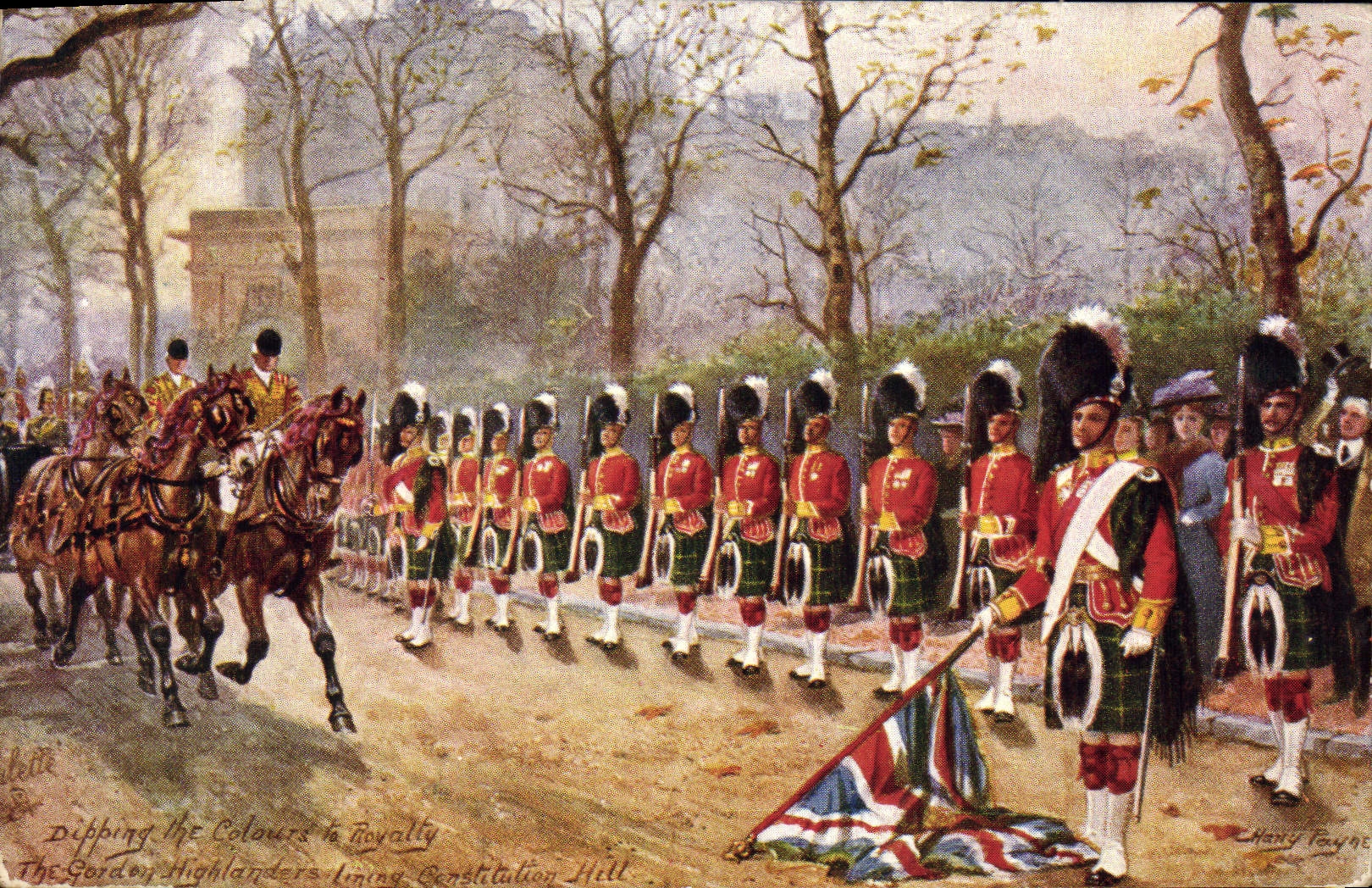 VINTAGE POSTCARD Military In London Highlanders Militaria