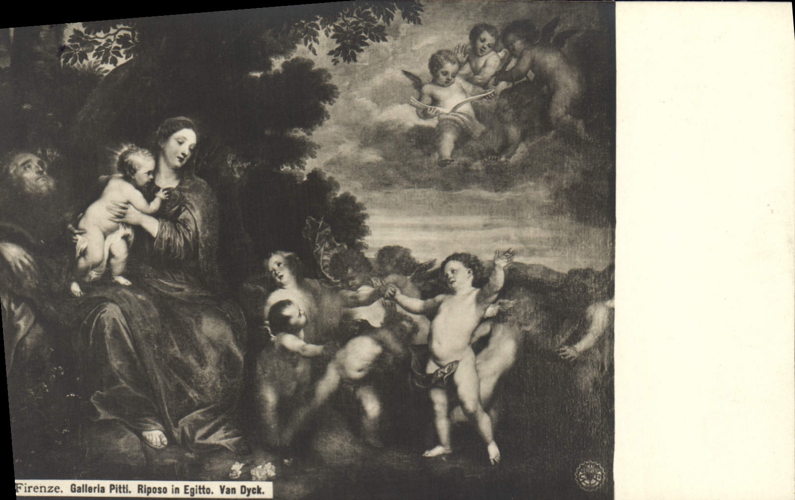 VINTAGE POSTCARD Firenze Galleria Pitti Riposo In Egitto Van Dyck