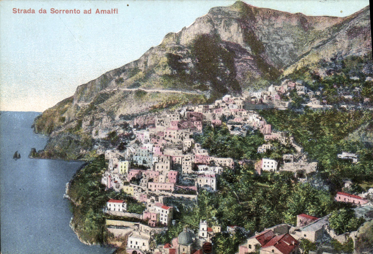VINTAGE POSTCARD Strada Da Sorrento AD Amalfi