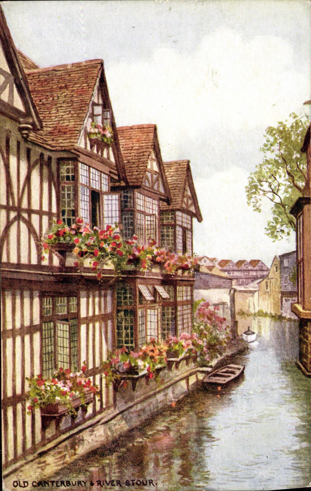 VINTAGE POSTCARD Old Canterbury & To rivet Stour