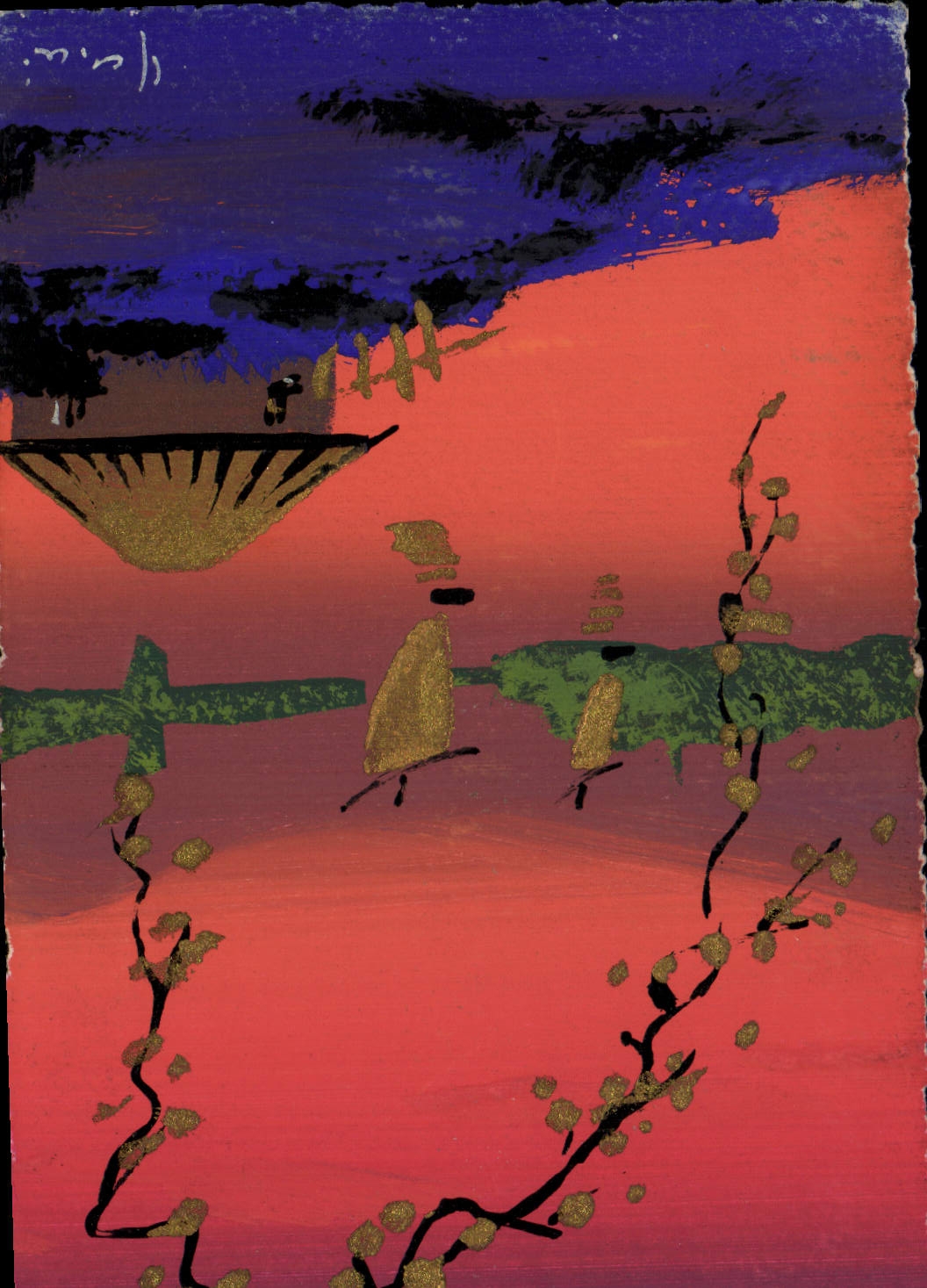 VINTAGE POSTCARD Drawing with the Japan hand