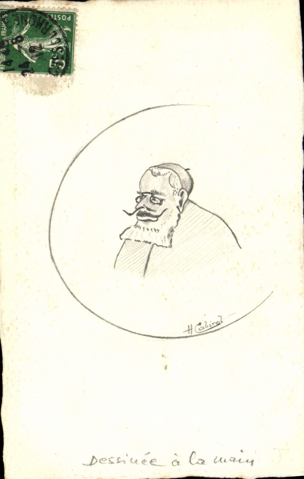 CPA Dessin a la main Homme a la moustache Cabinot 