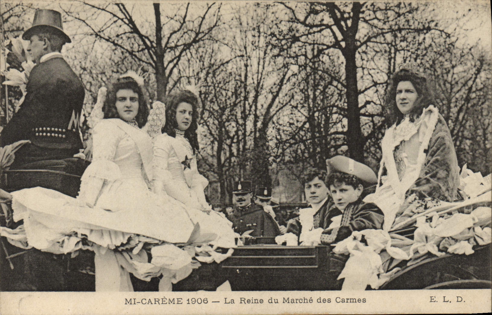 La POSTAL de la VENDIMIA semi prestó 1906 la reina del mercado del carnaval carmelita de los frailes