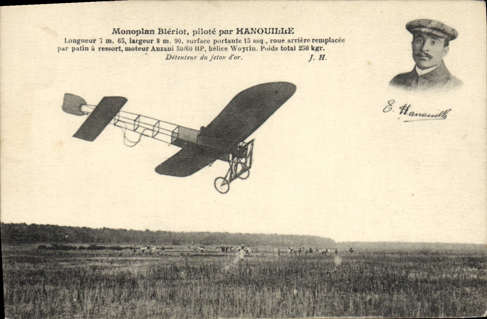 CPA Monoplan Bleriot Pilote Par Hanouille Avion